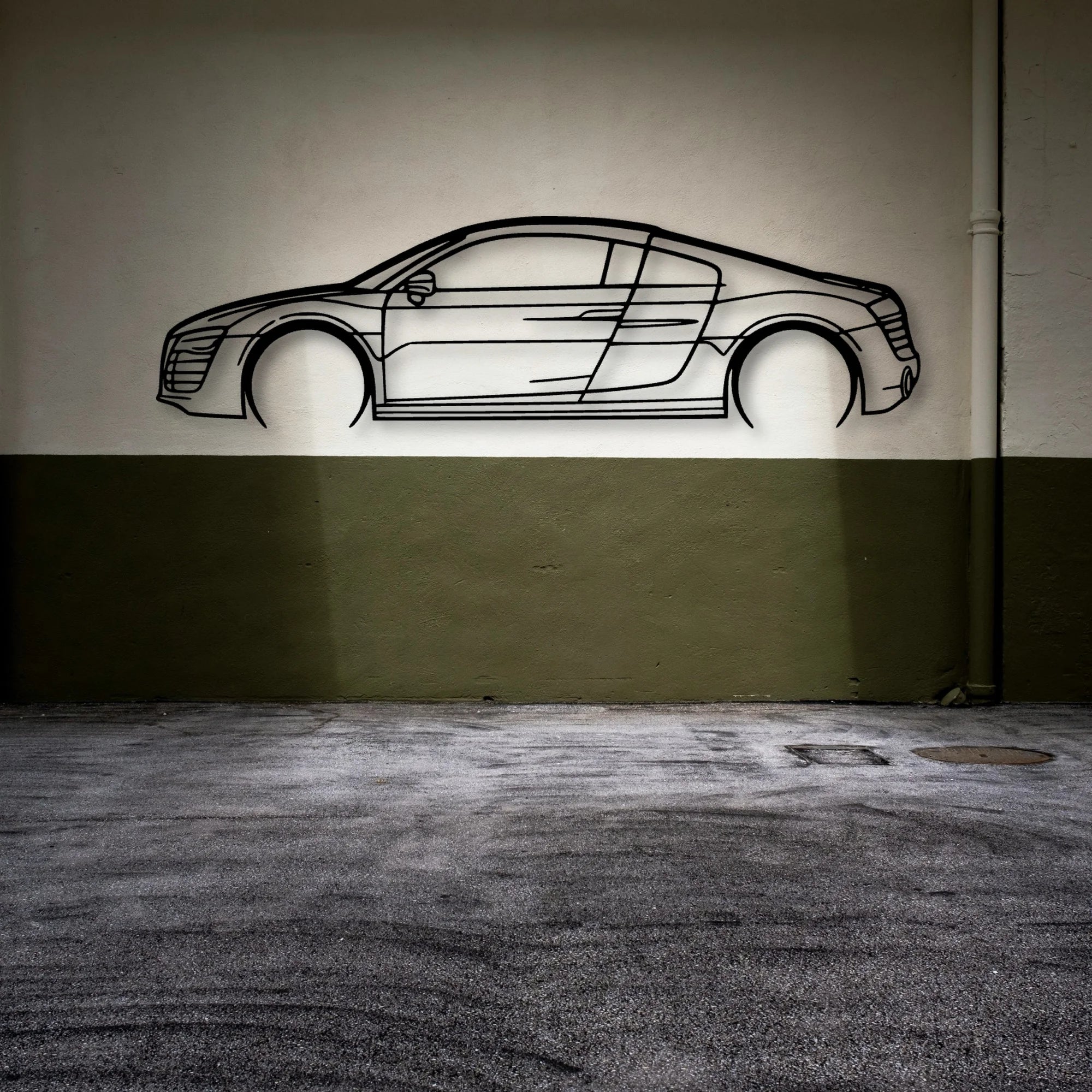 R8 V10 Plus 2014 Classic Silhouette Metal Wall Art - Automotive Garage Decor