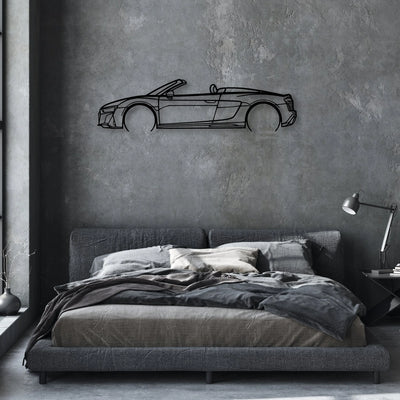 R8 V10 Spider 2022 Classic Silhouette Metal Wall Art - Automotive Garage Decor