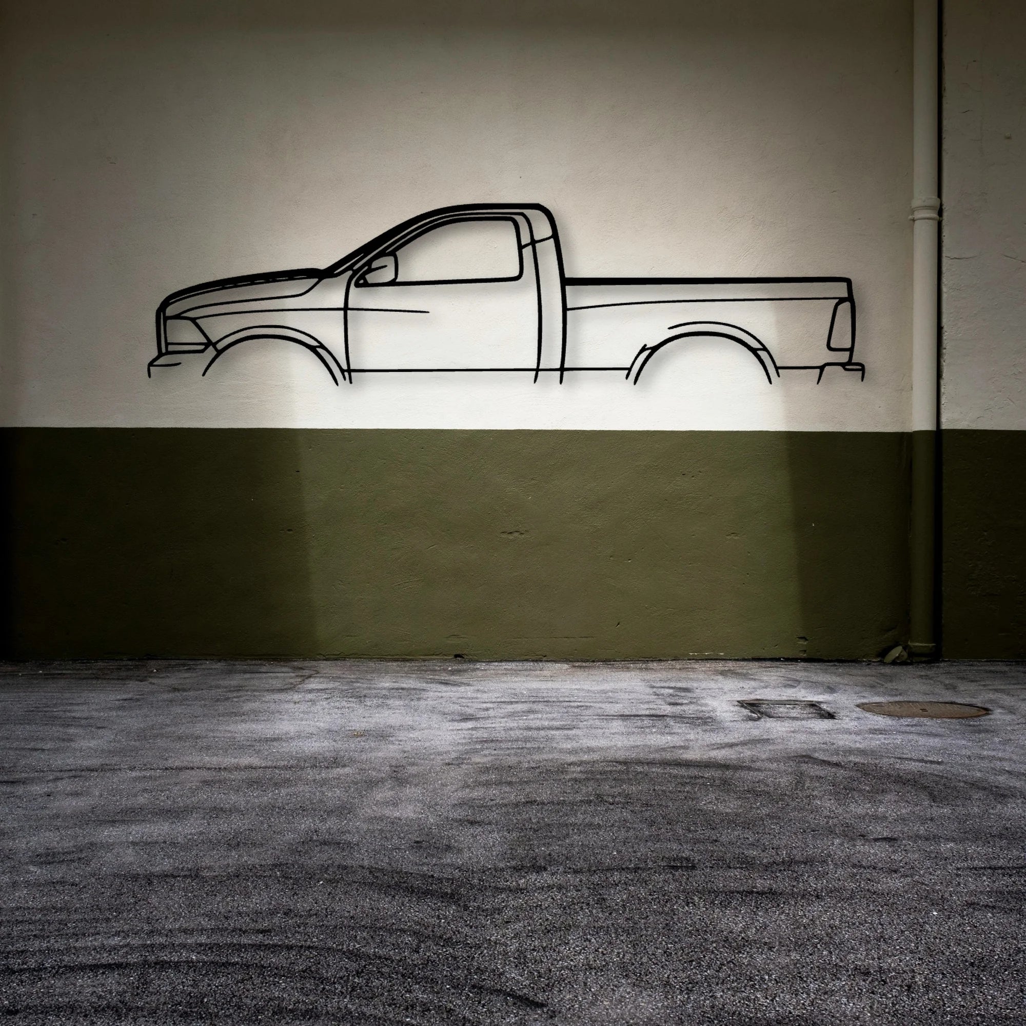 RAM 1500 2013 Classic Silhouette Metal Wall Art - Automotive Garage Decor