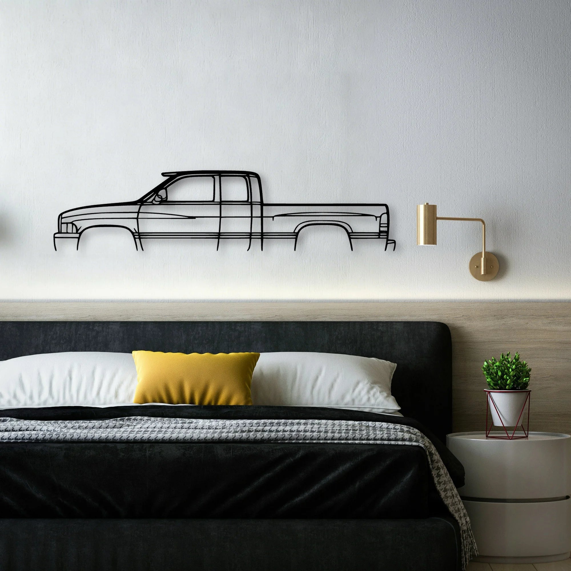 RAM 1998 Classic Silhouette Metal Wall Art - Automotive Garage Decor