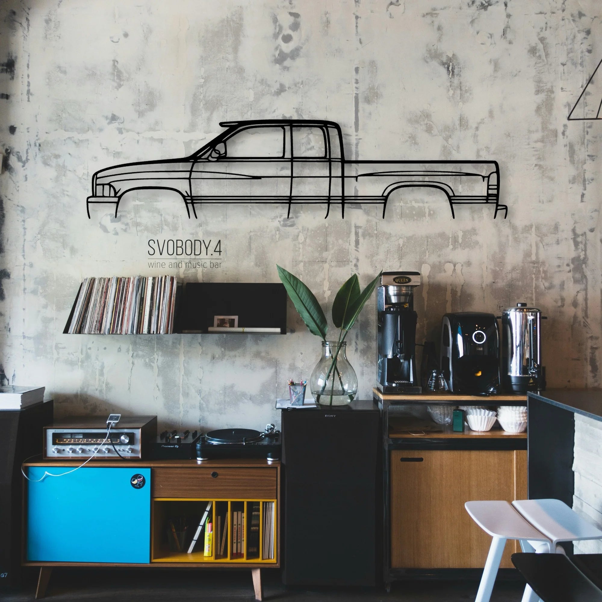 RAM 1998 Classic Silhouette Metal Wall Art - Automotive Garage Decor
