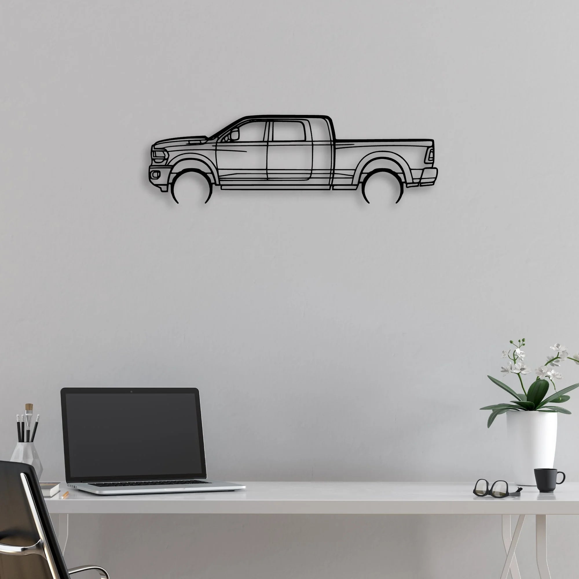 RAM 2500 Mega Classic Silhouette Metal Wall Art - Automotive Garage Decor