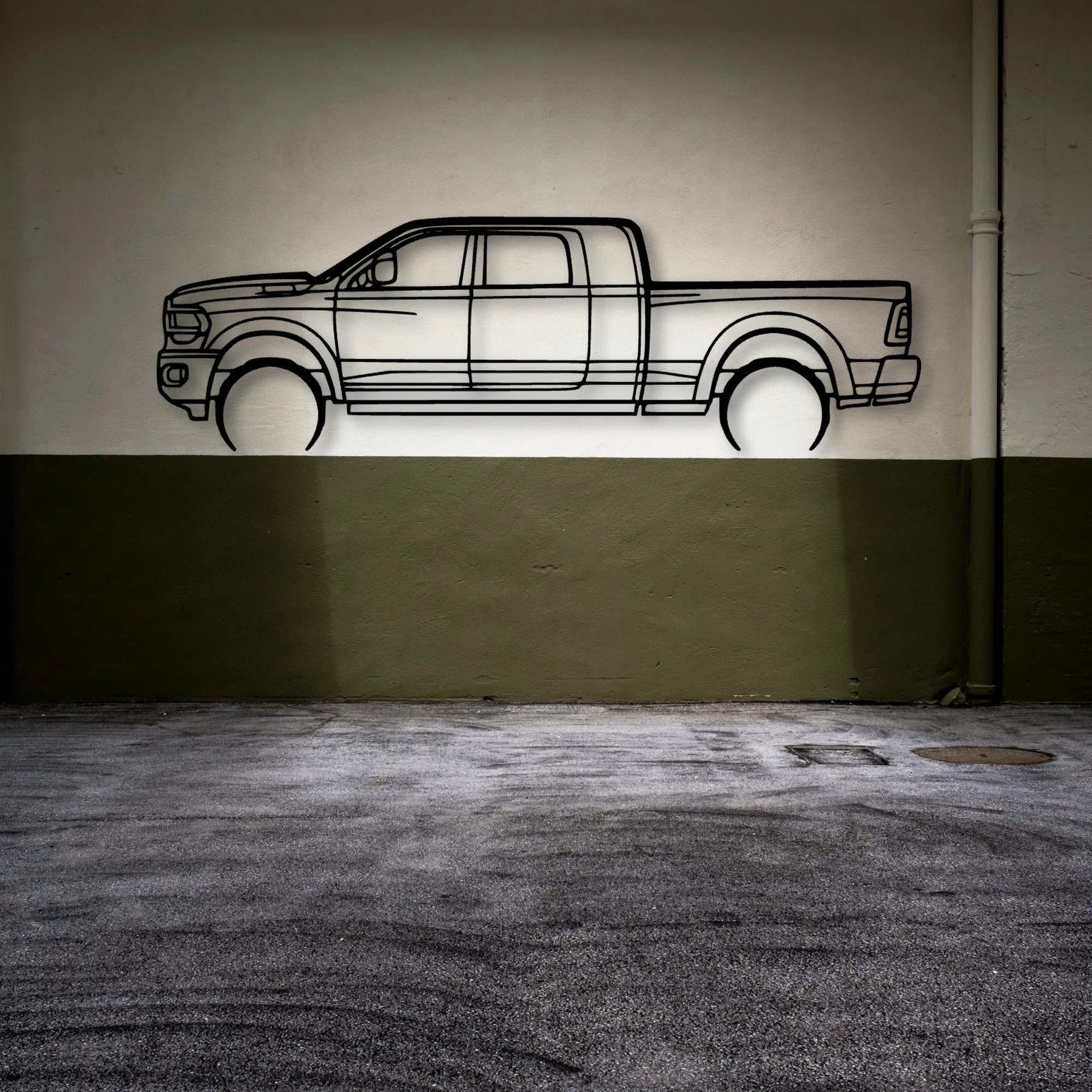 RAM 2500 Mega Classic Silhouette Metal Wall Art - Automotive Garage Decor