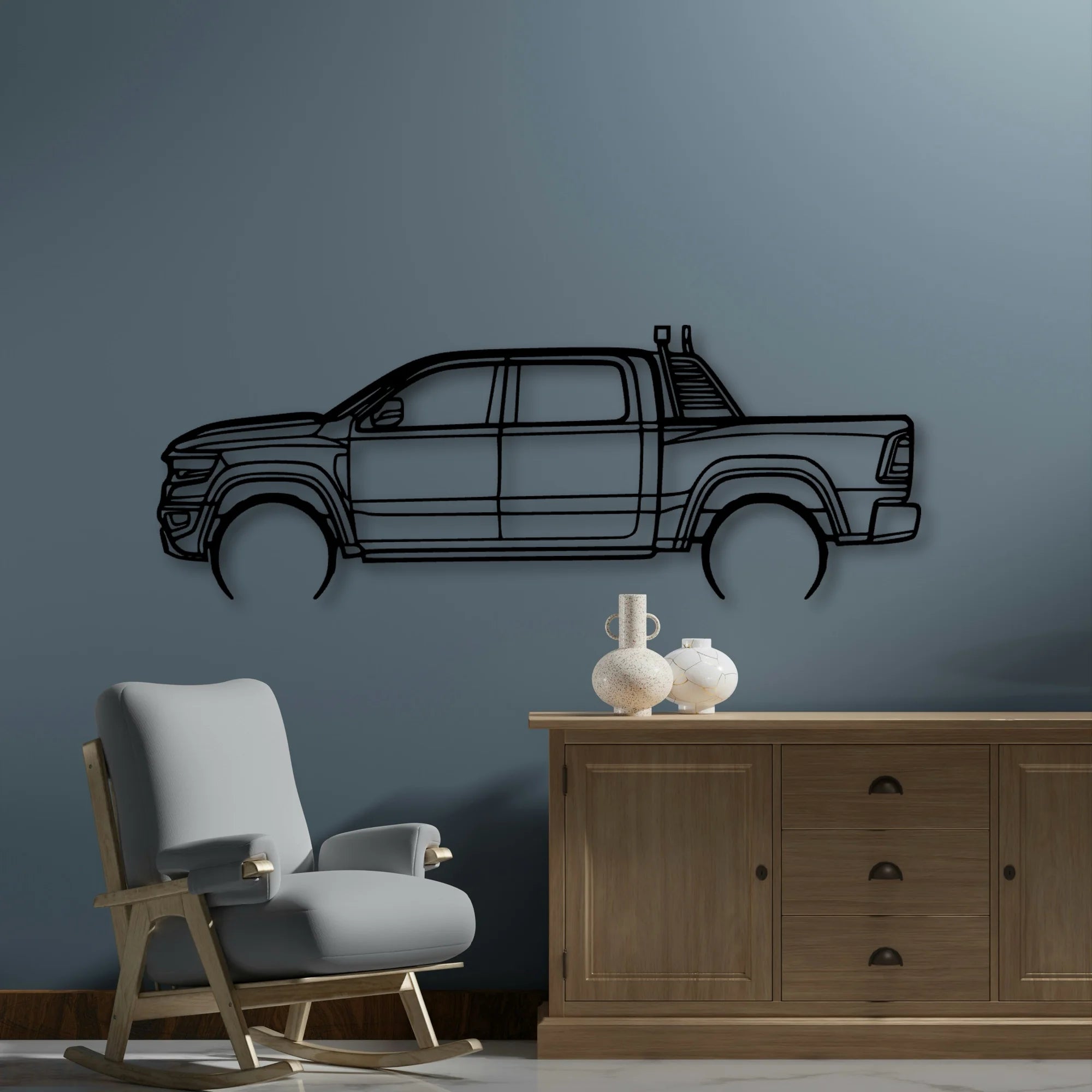 RAM TRX 2022 Classic Silhouette Metal Wall Art - Automotive Garage Decor