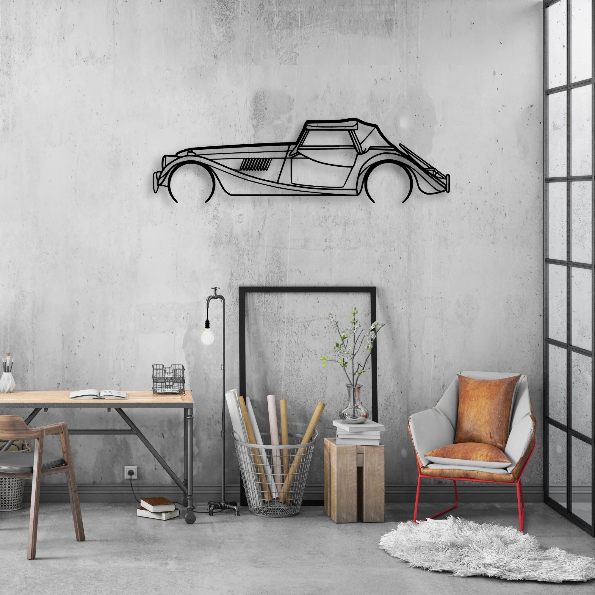 ROADSTER 2015 Classic Silhouette Metal Wall Art - Automotive Garage Decor