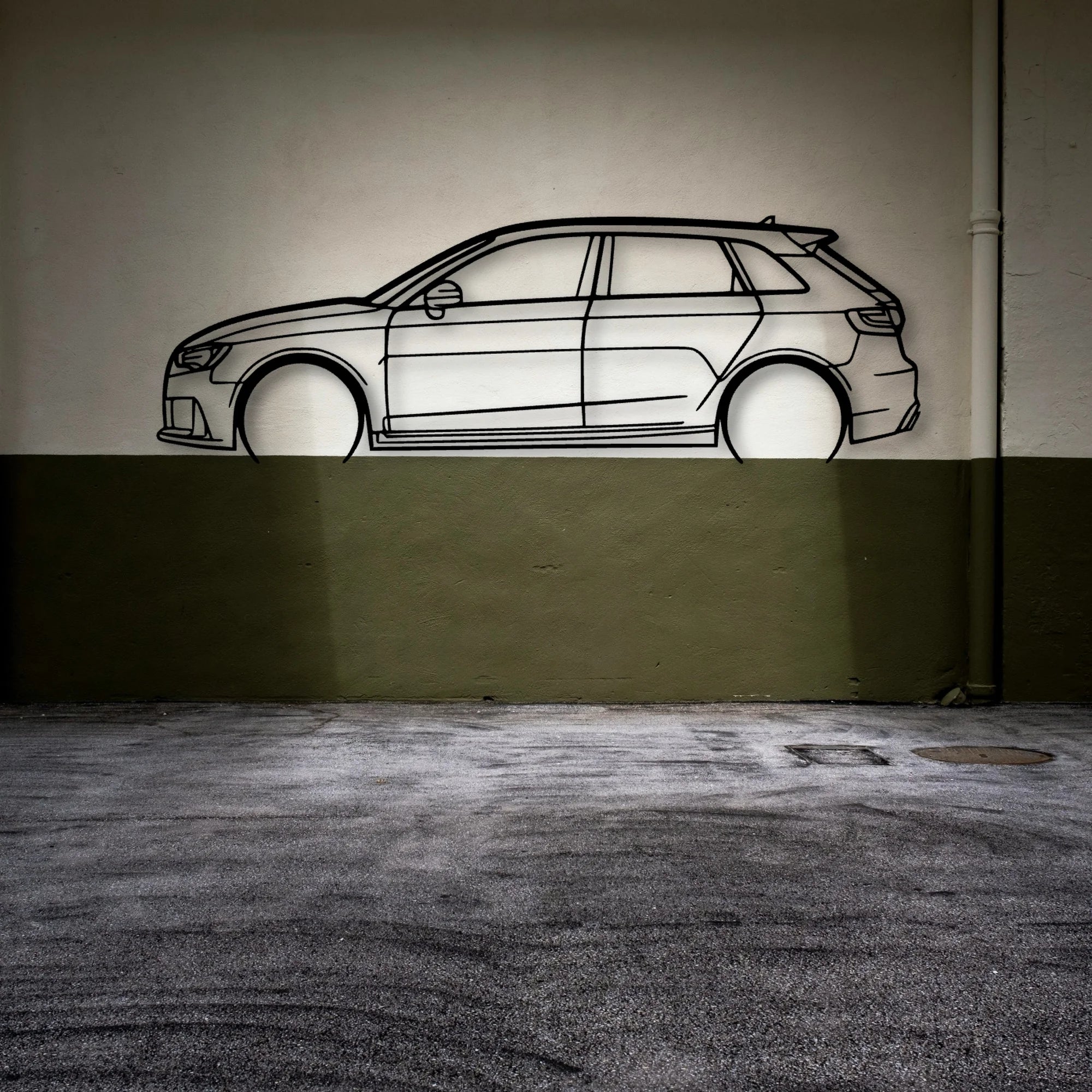 RS3 2016 Classic Silhouette Metal Wall Art - Automotive Garage Decor