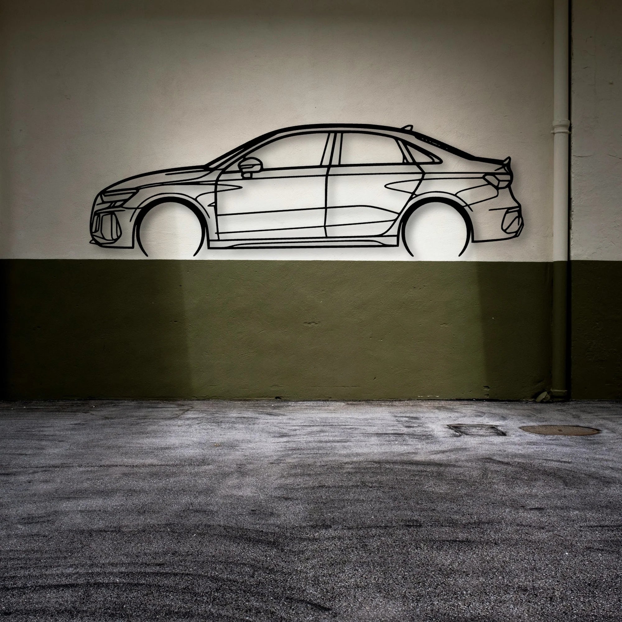 RS3 2022 Classic Silhouette Metal Wall Art - Automotive Garage Decor