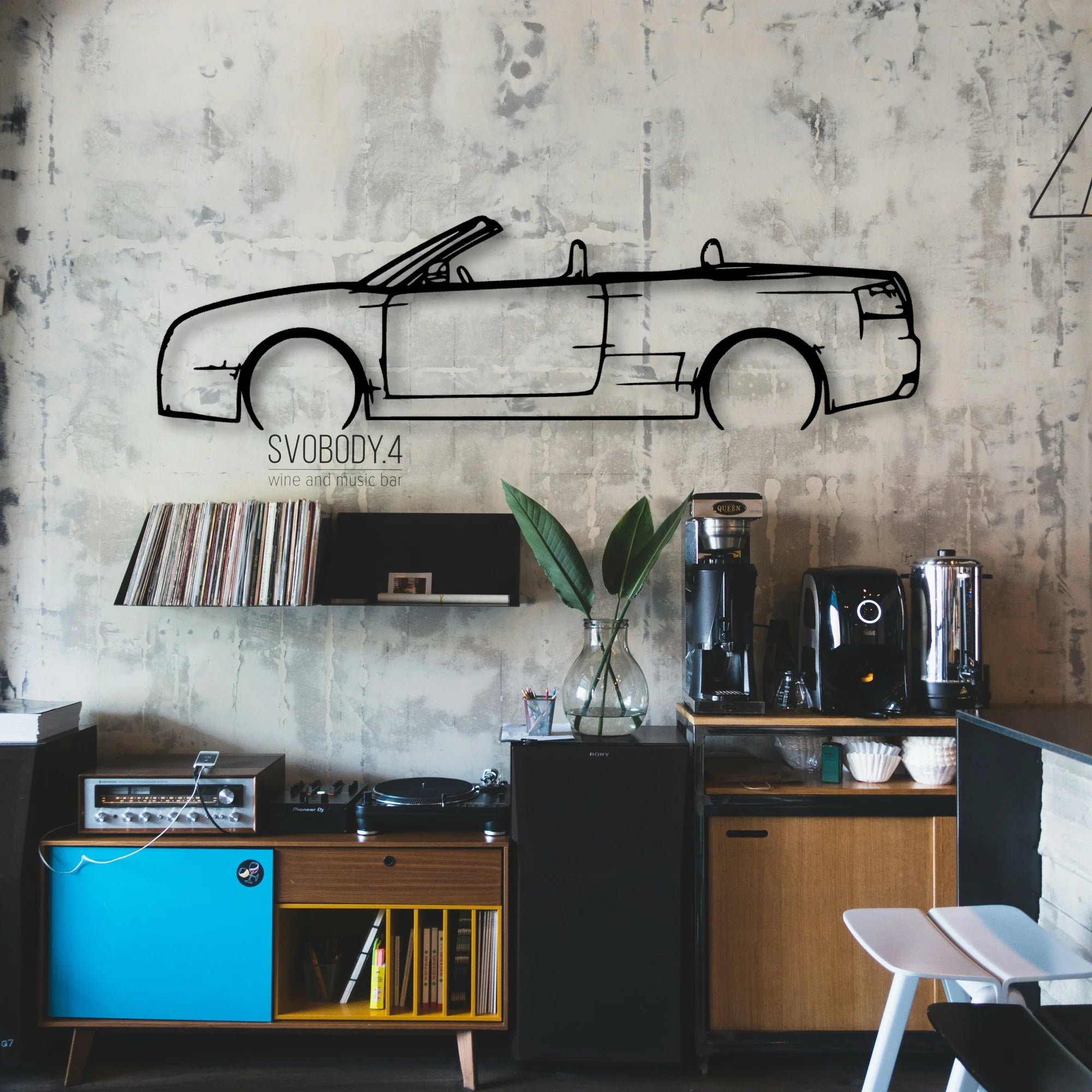 RS4 2006 Cabriolet Classic Silhouette Metal Wall Art - Automotive Garage Decor