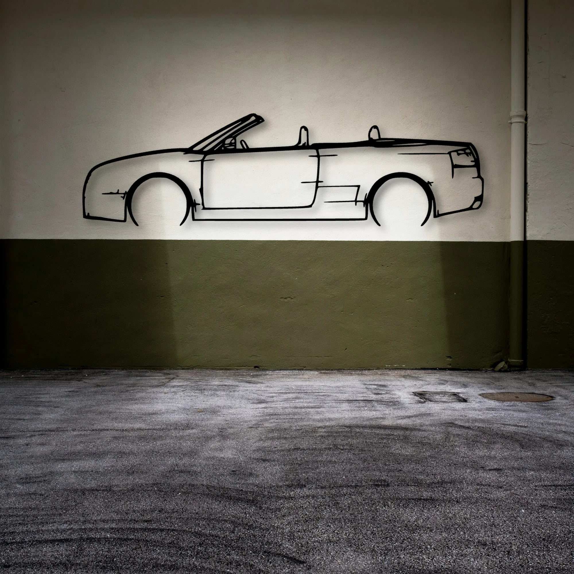 RS4 2006 Cabriolet Classic Silhouette Metal Wall Art - Automotive Garage Decor