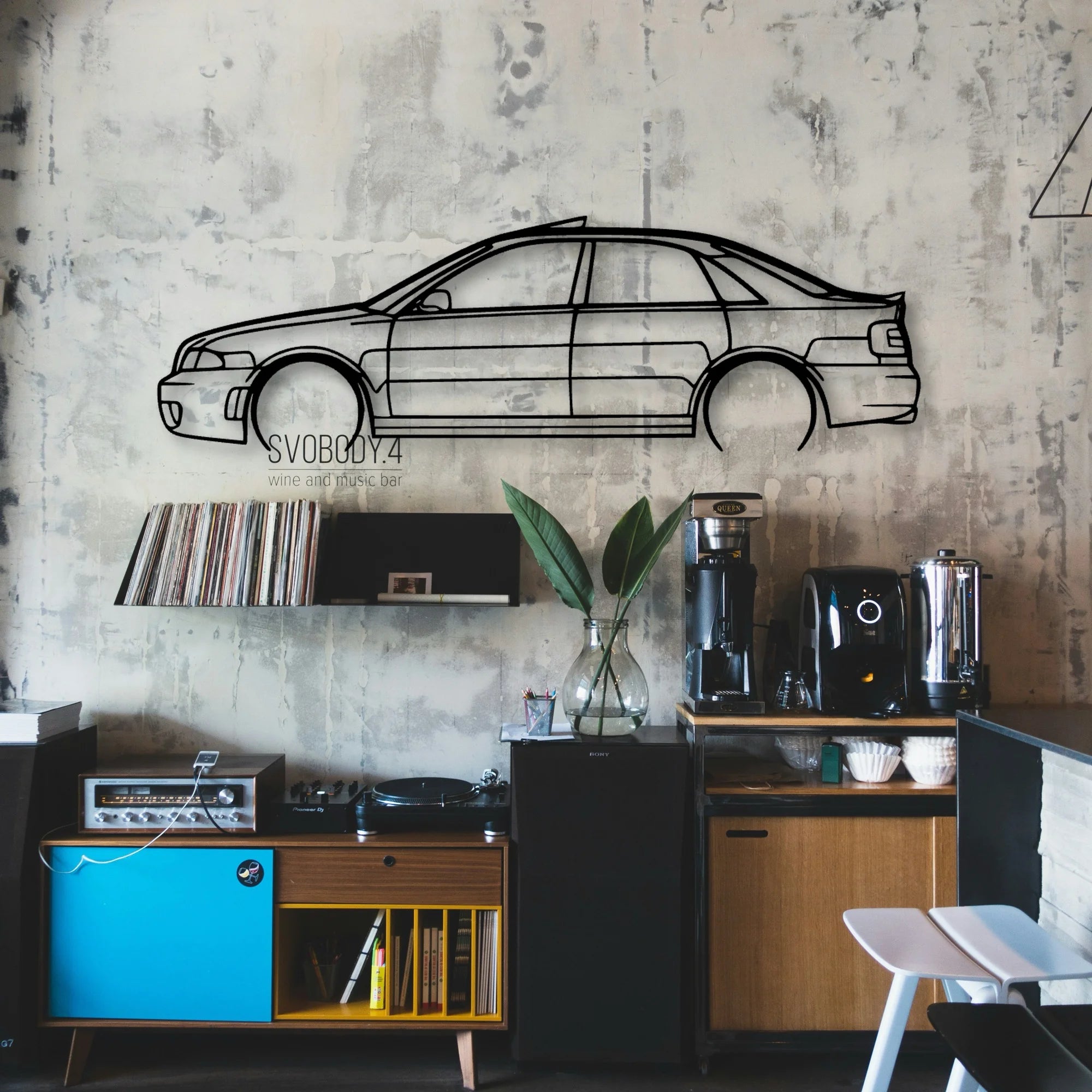 RS4 B5 Sedan 2 Classic Silhouette Metal Wall Art - Automotive Garage Decor