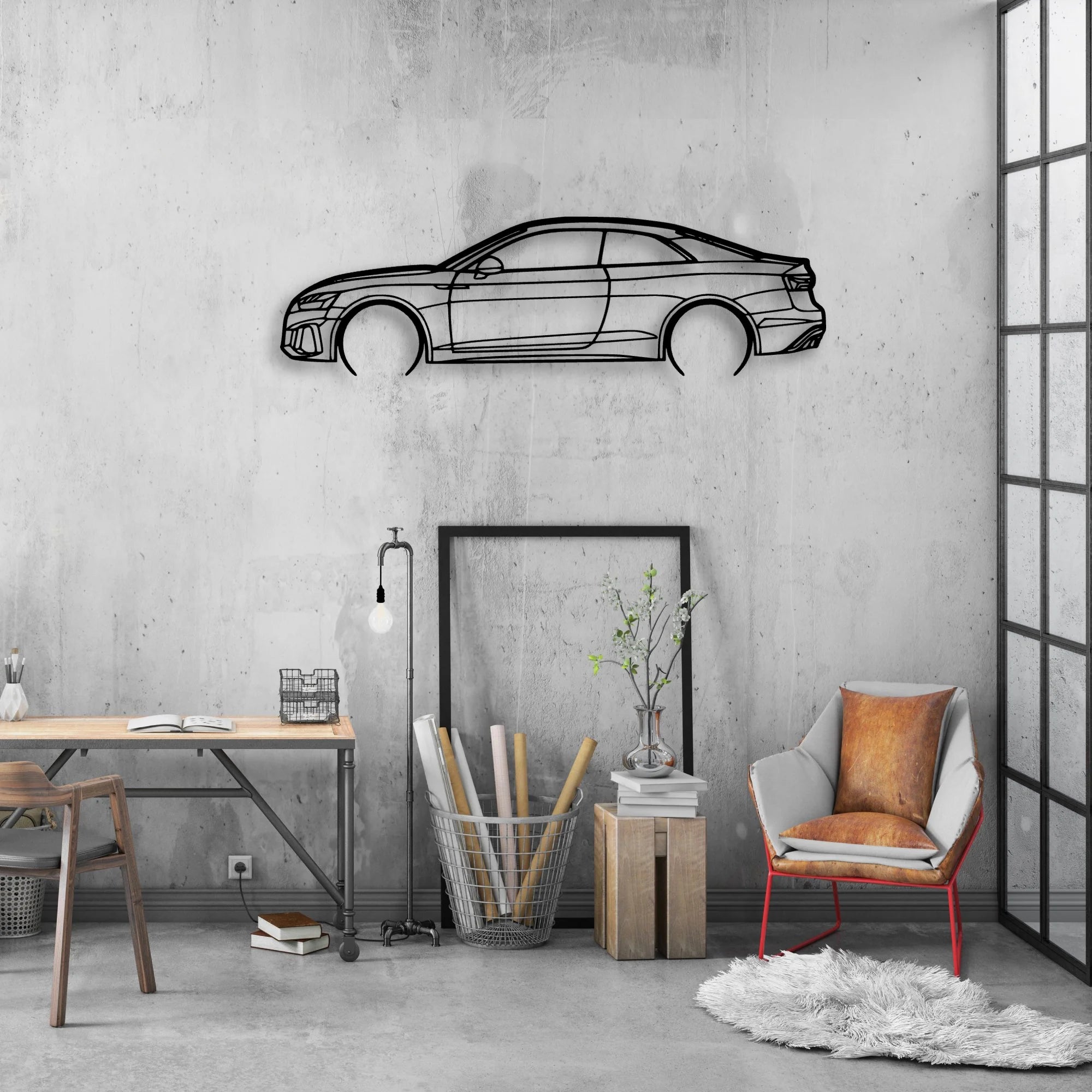 RS5 Coupe 2022 Classic Silhouette Metal Wall Art - Automotive Garage Decor