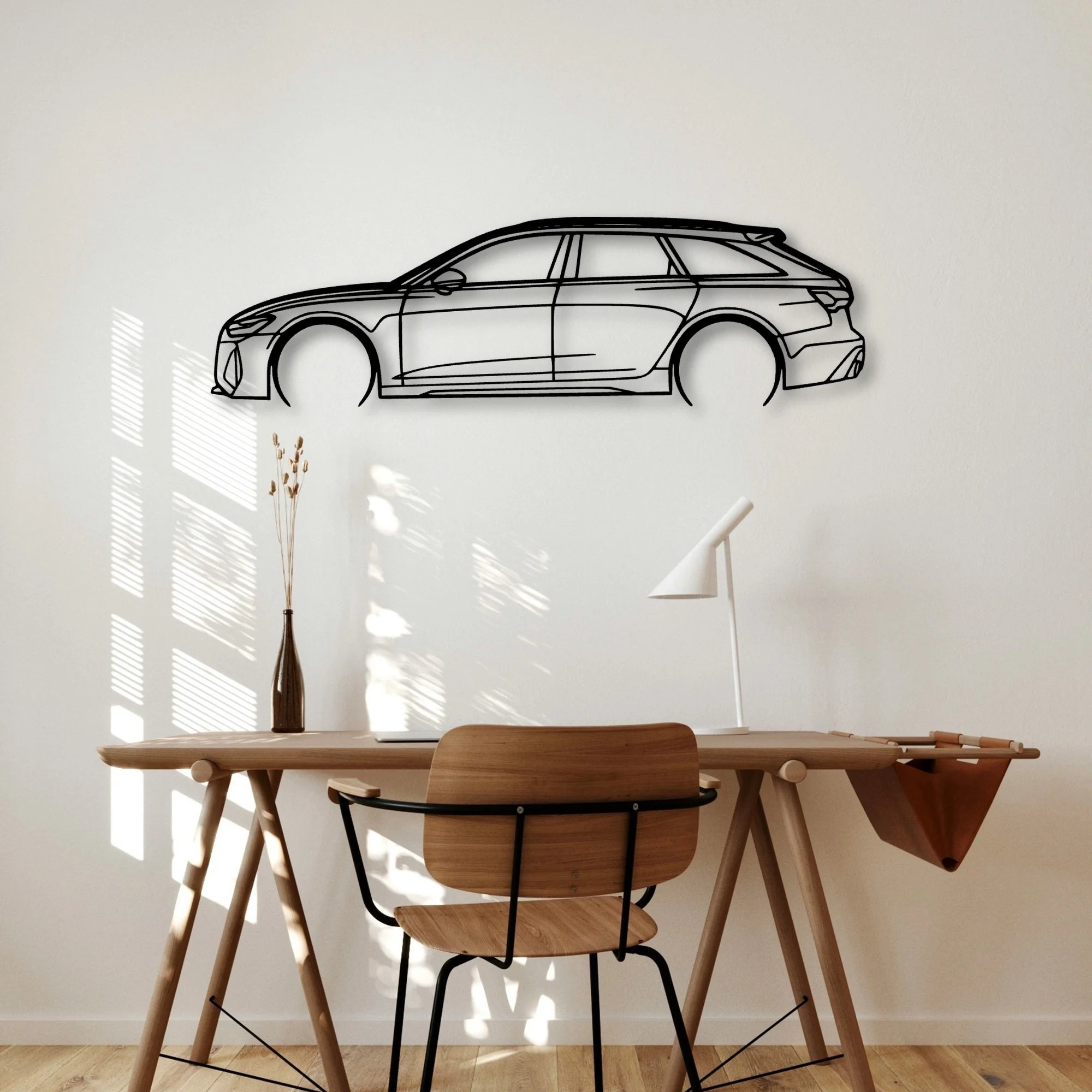 RS6 2022 Classic Silhouette Metal Wall Art - Automotive Garage Decor
