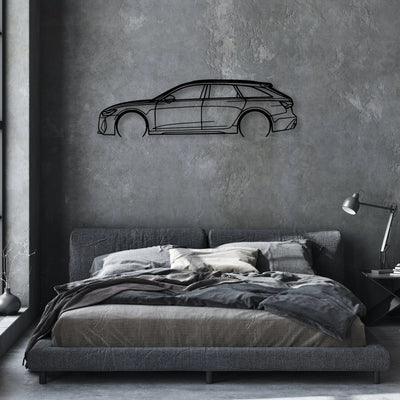 RS6 2022 Classic Silhouette Metal Wall Art - Automotive Garage Decor