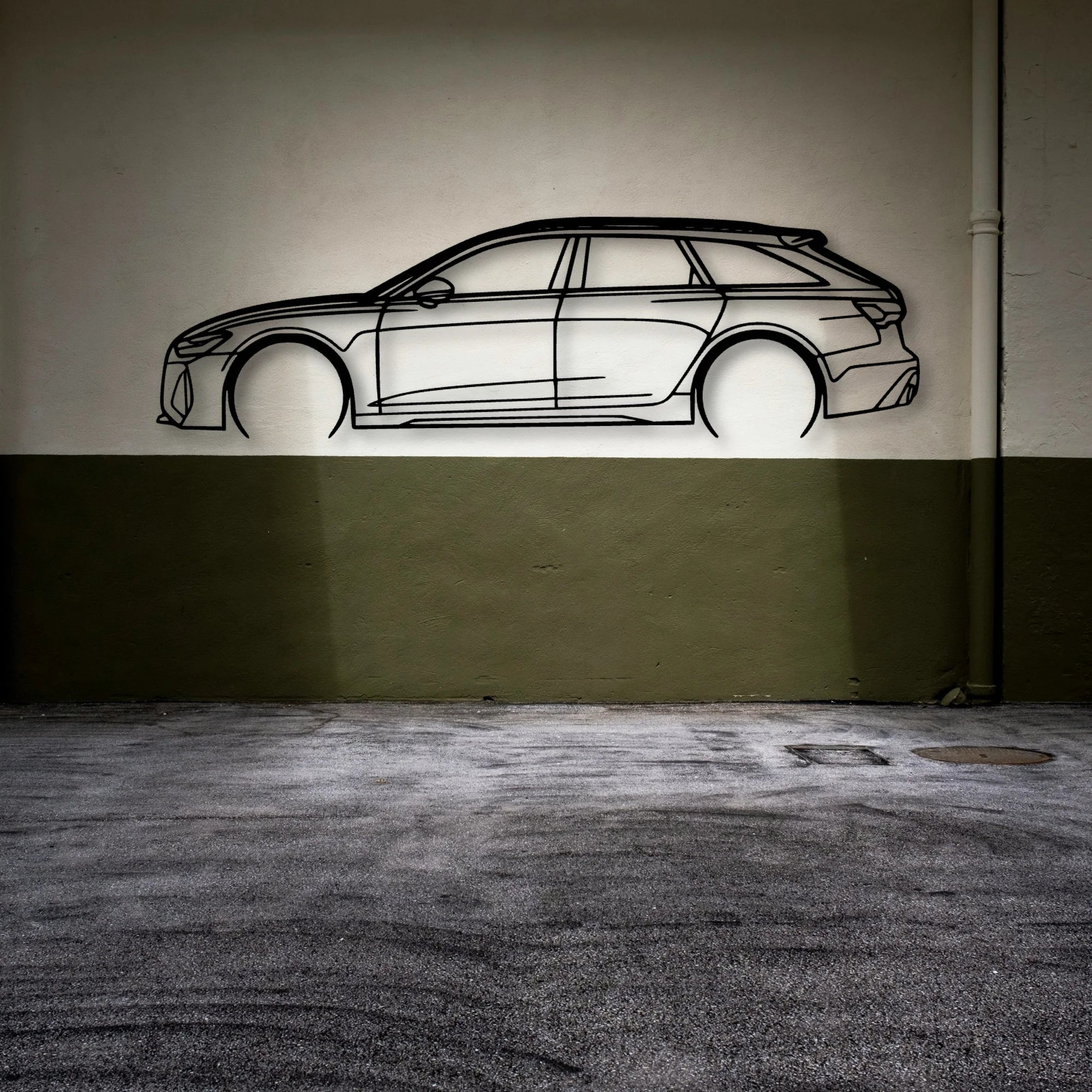 RS6 2022 Classic Silhouette Metal Wall Art - Automotive Garage Decor