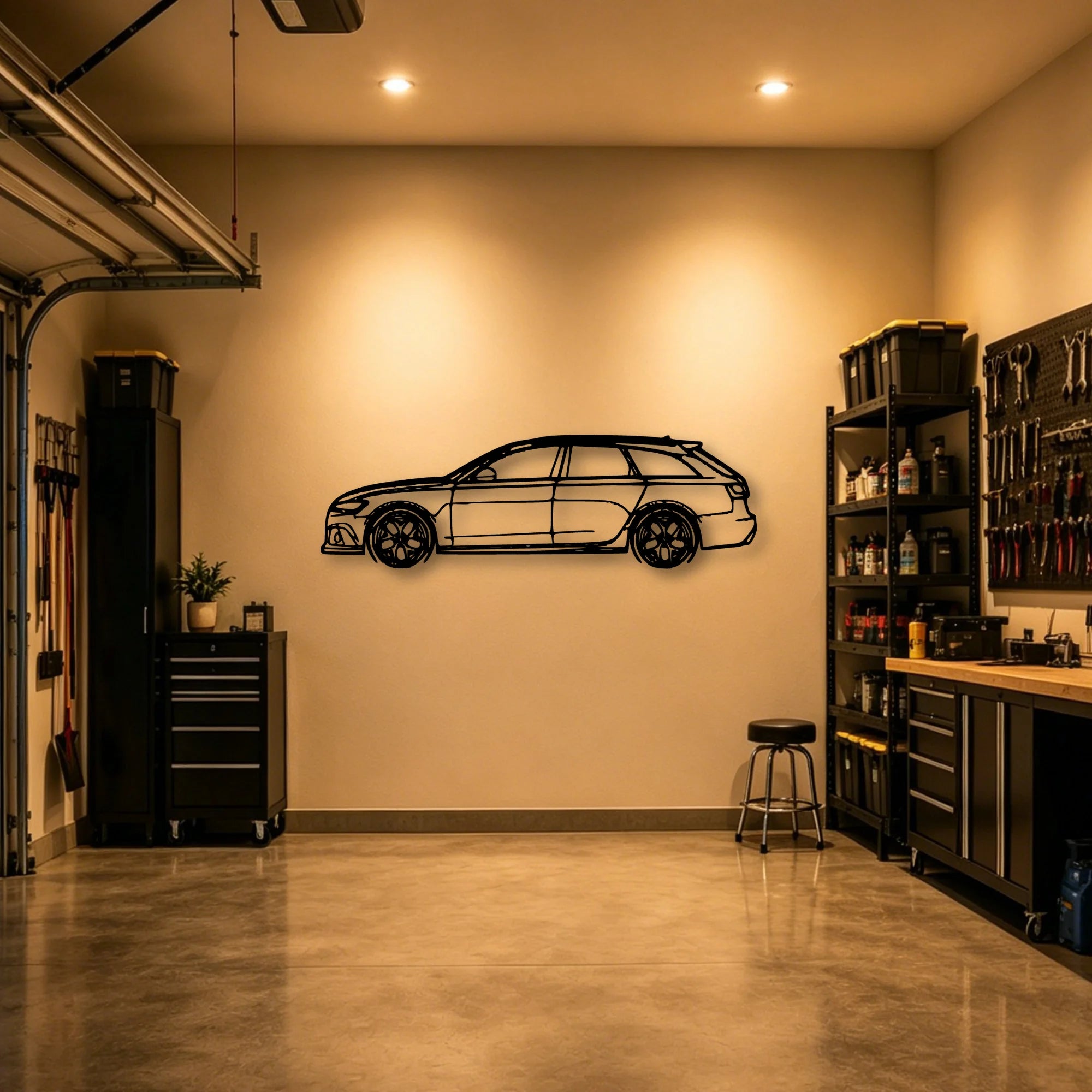 RS6 C7 Classic Silhouette Metal Wall Art - Automotive Garage Decor