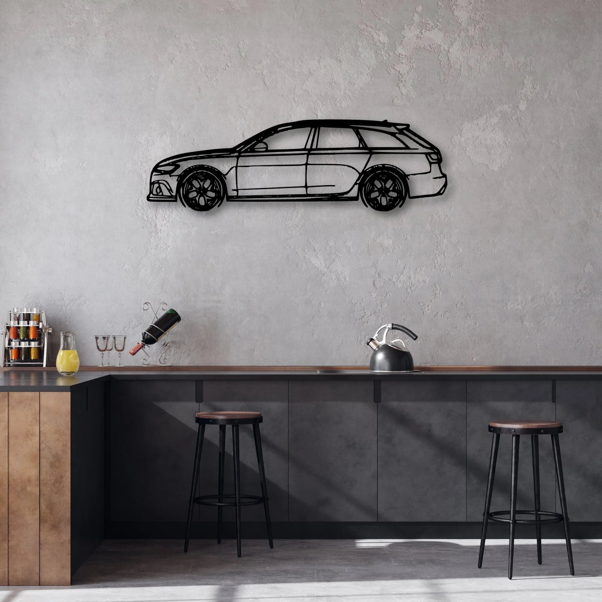 RS6 C7 Classic Silhouette Metal Wall Art - Automotive Garage Decor