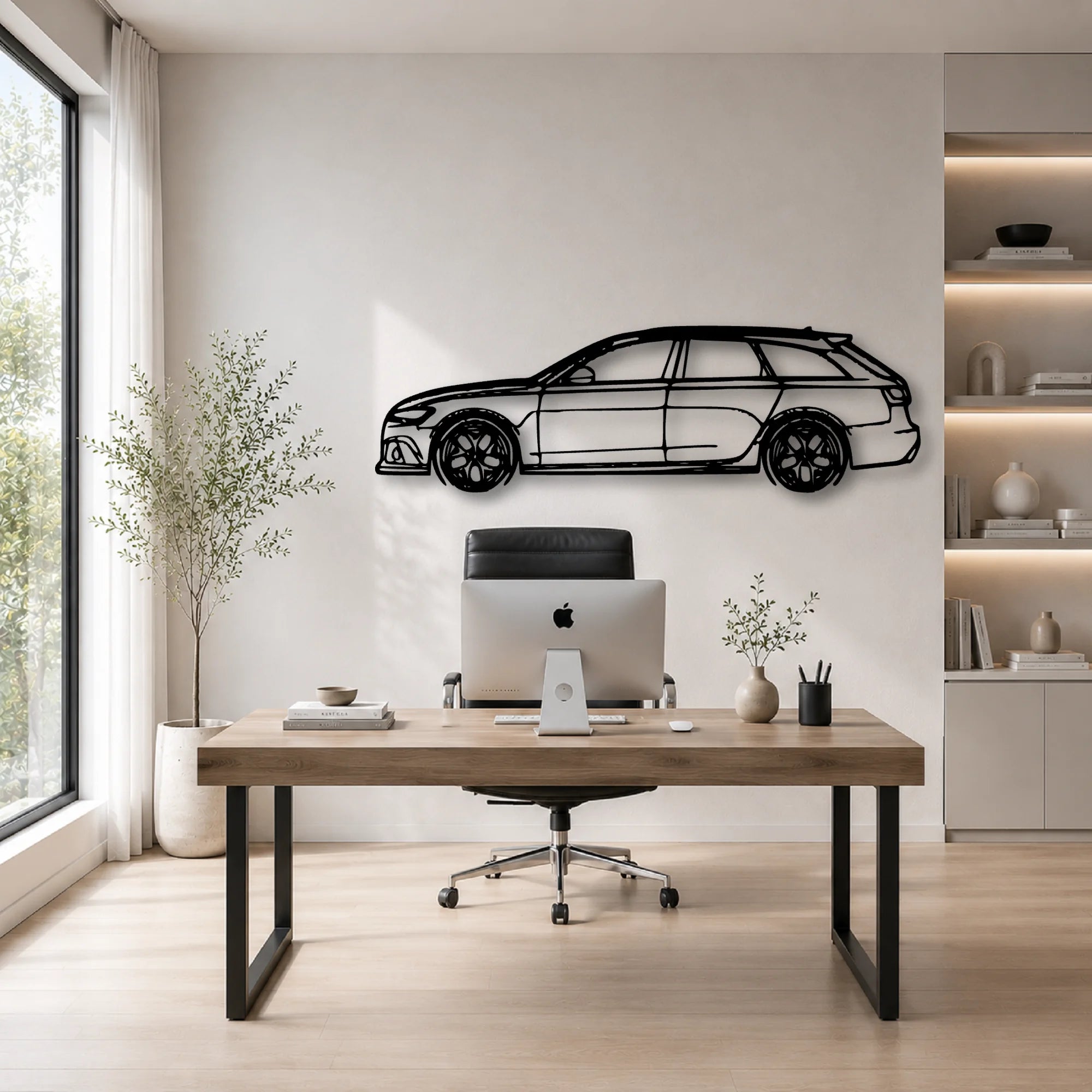 RS6 C7 Classic Silhouette Metal Wall Art - Automotive Garage Decor