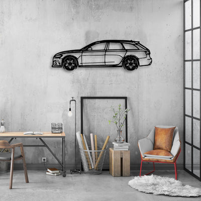 RS6 C7 Classic Silhouette Metal Wall Art - Automotive Garage Decor