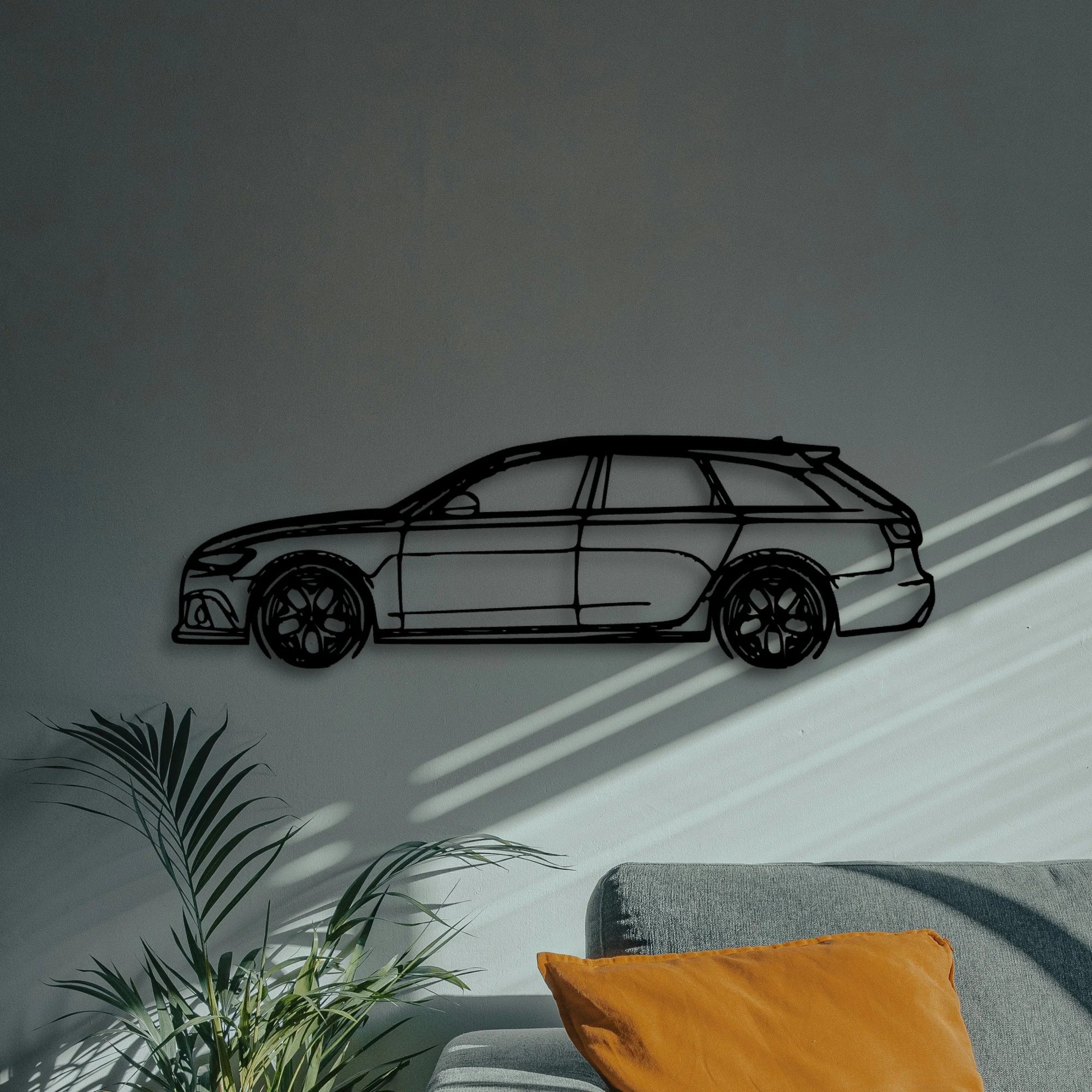 RS6 C7 Classic Silhouette Metal Wall Art - Automotive Garage Decor