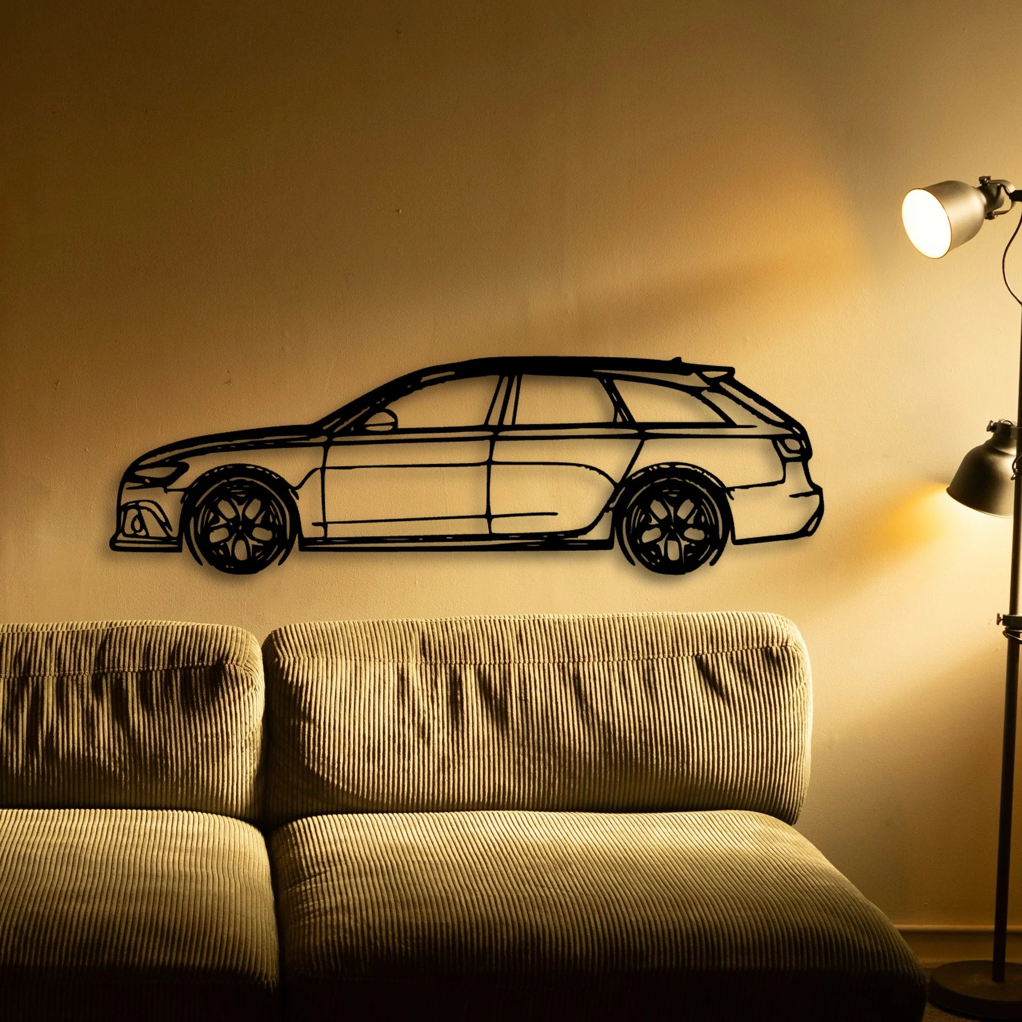 RS6 C7 Classic Silhouette Metal Wall Art - Automotive Garage Decor