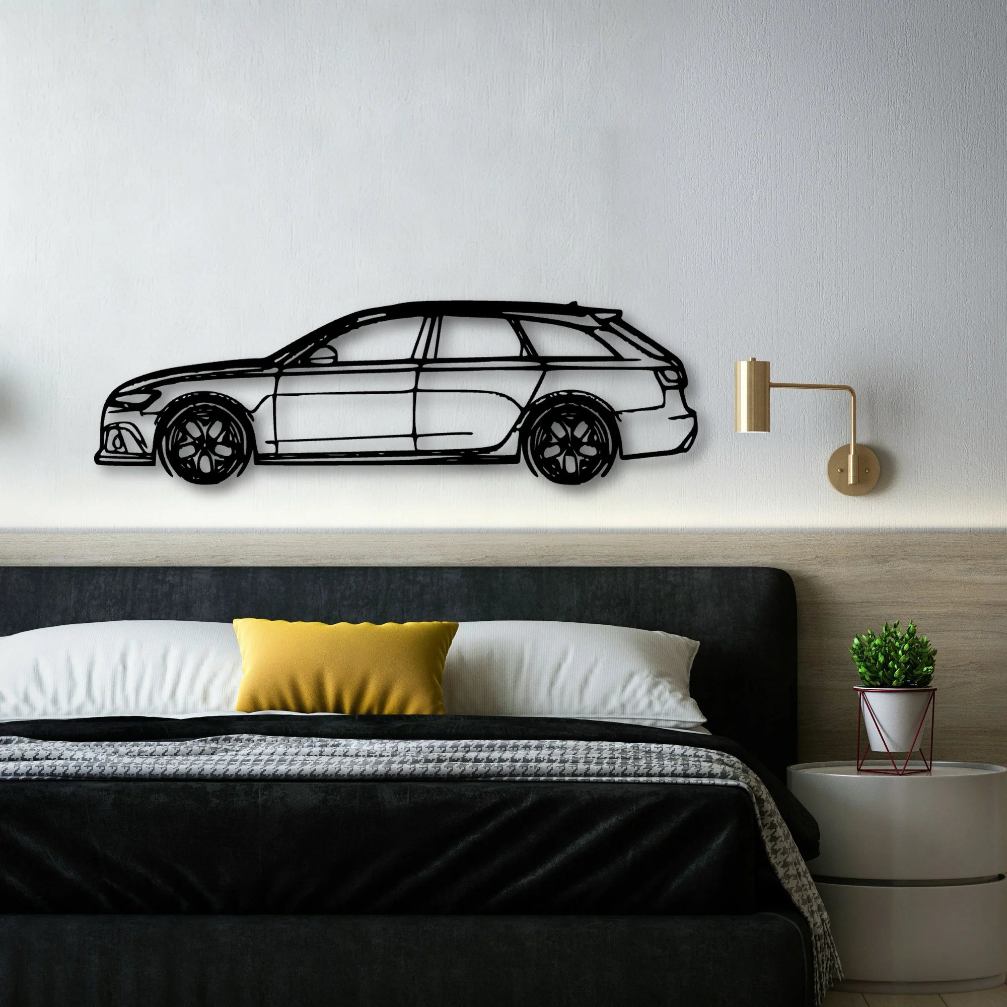 RS6 C7 Classic Silhouette Metal Wall Art - Automotive Garage Decor