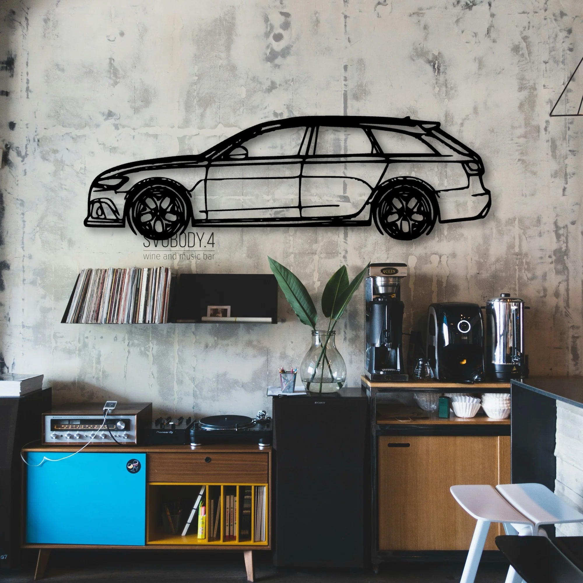 RS6 C7 Classic Silhouette Metal Wall Art - Automotive Garage Decor