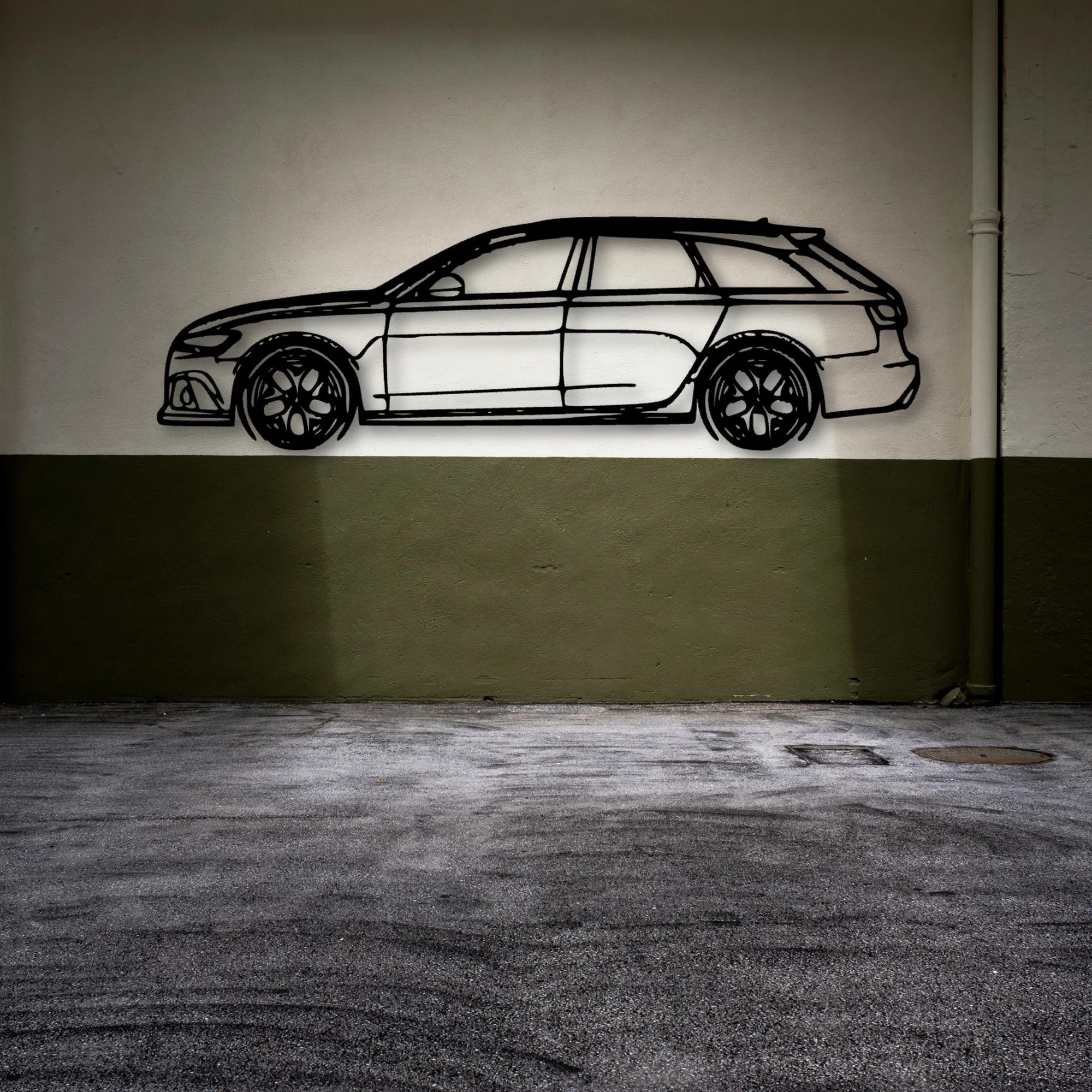 RS6 C7 Classic Silhouette Metal Wall Art - Automotive Garage Decor