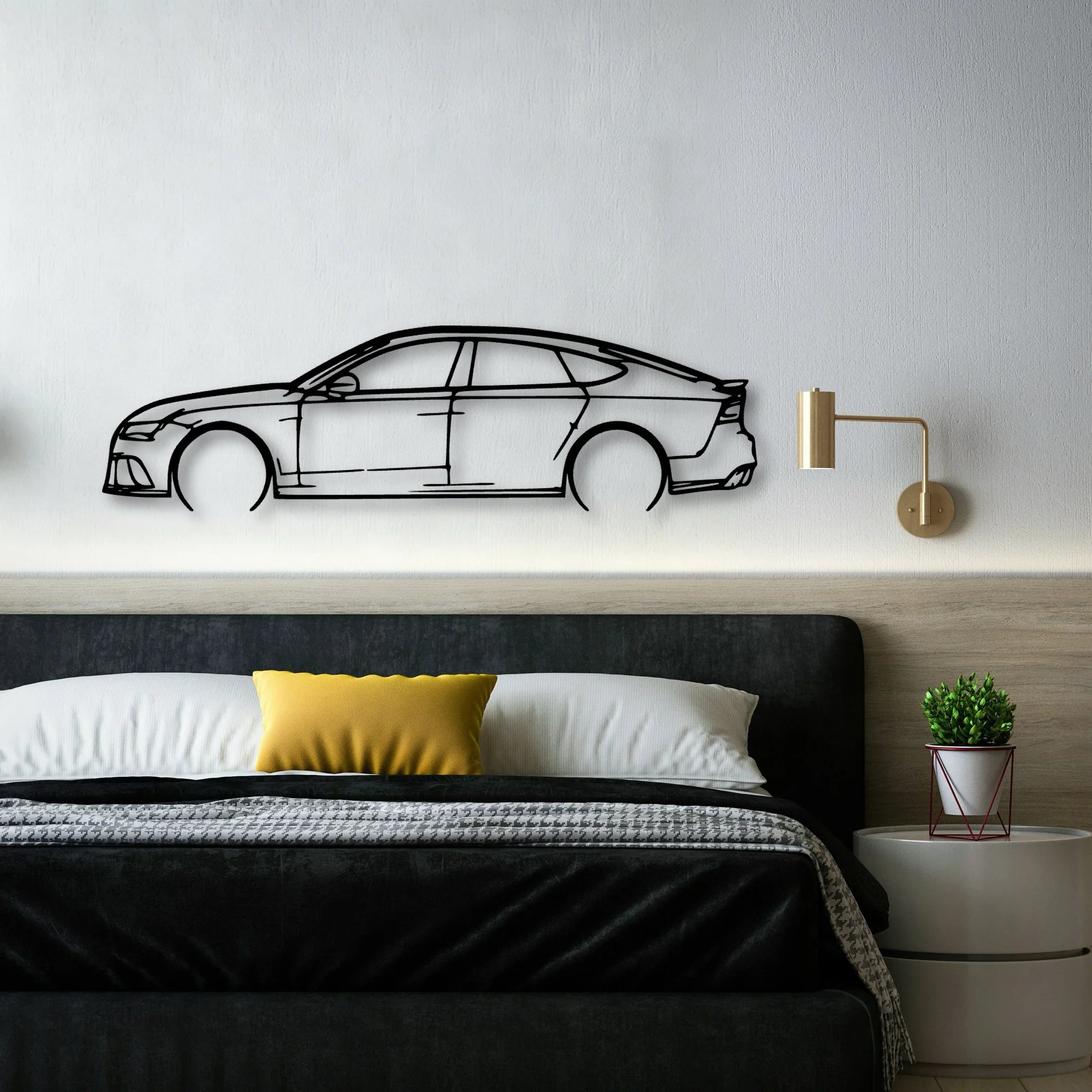 RS7 2014 Classic Silhouette Metal Wall Art - Automotive Garage Decor