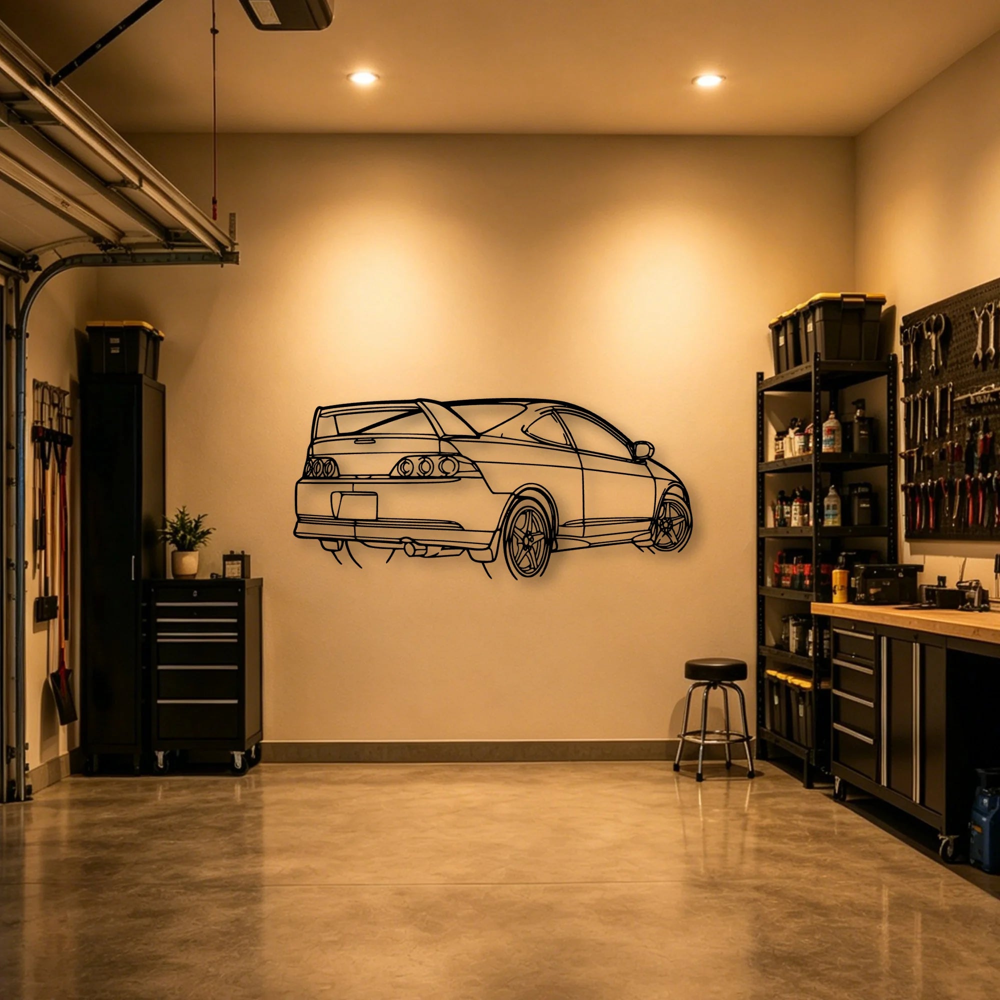 RSX Type S Angle Classic Silhouette Metal Wall Art - Automotive Garage Decor