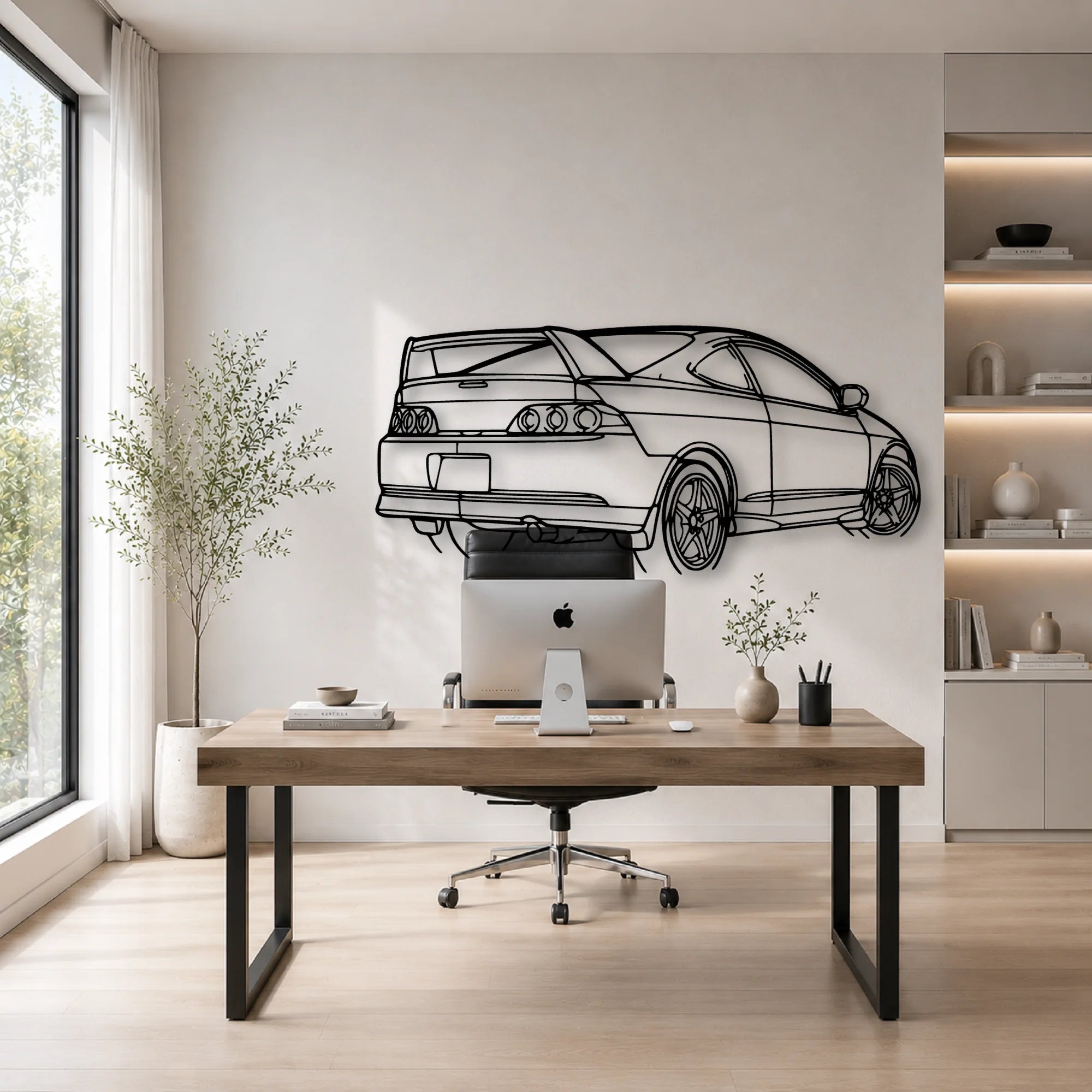 RSX Type S Angle Classic Silhouette Metal Wall Art - Automotive Garage Decor