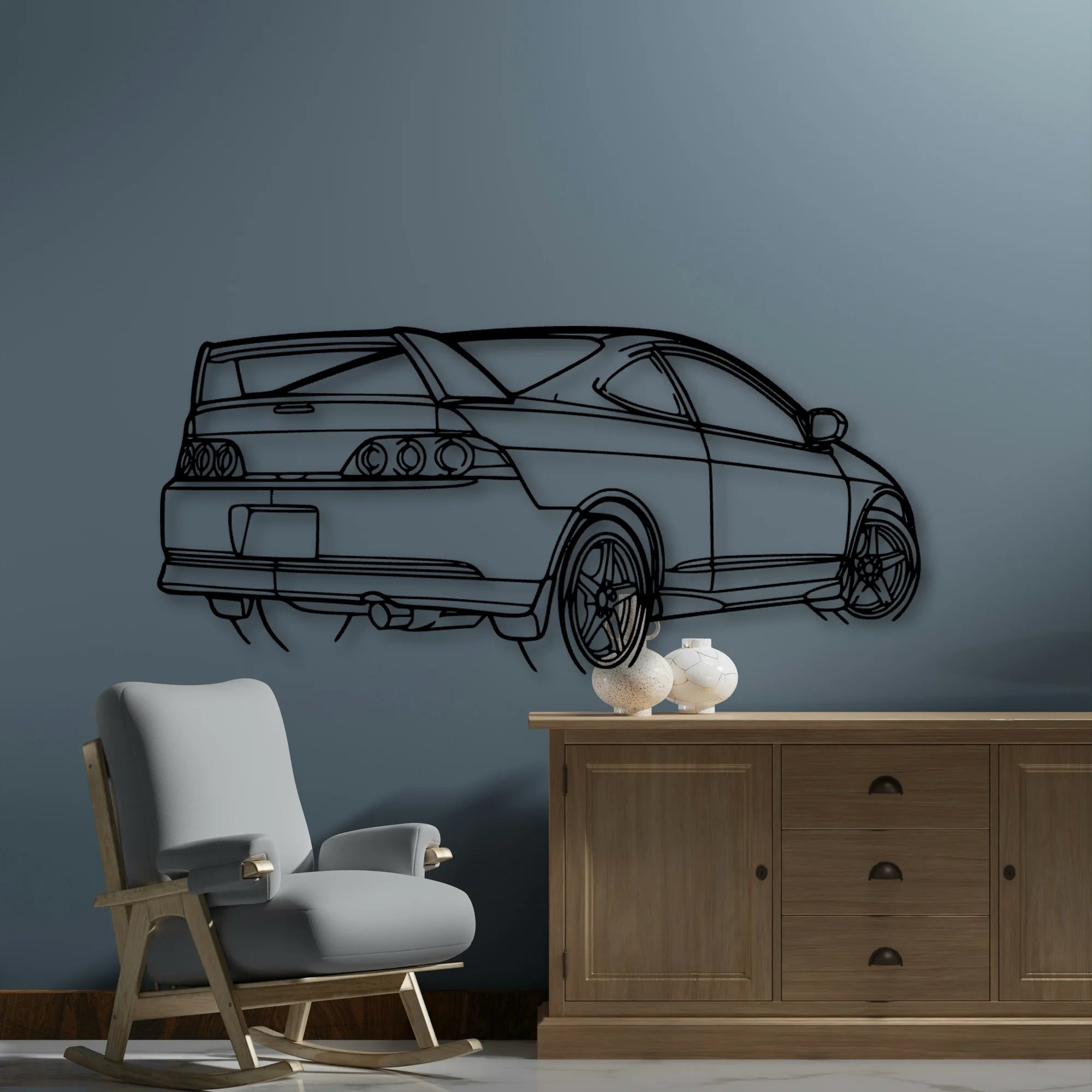 RSX Type S Angle Classic Silhouette Metal Wall Art - Automotive Garage Decor