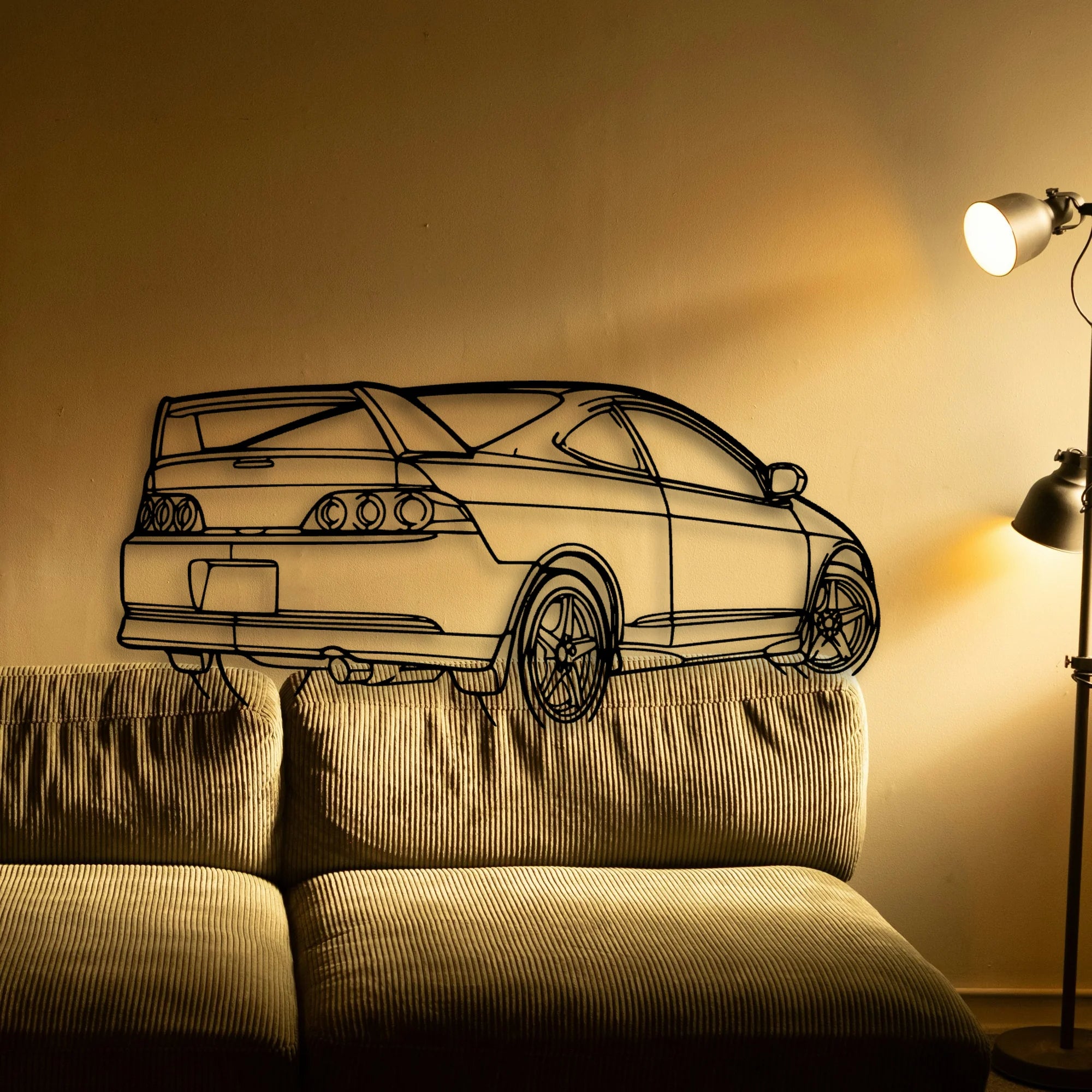 RSX Type S Angle Classic Silhouette Metal Wall Art - Automotive Garage Decor