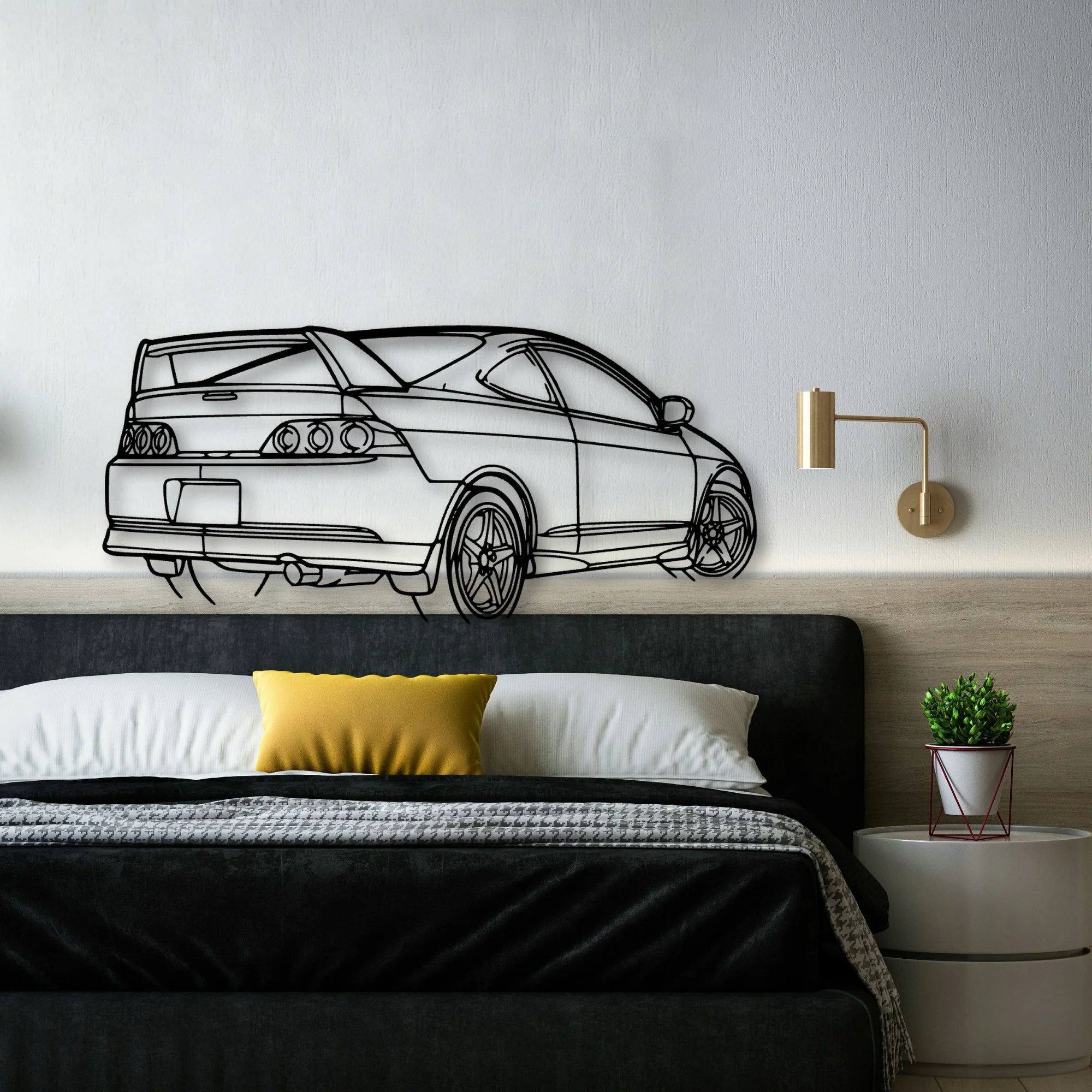 RSX Type S Angle Classic Silhouette Metal Wall Art - Automotive Garage Decor
