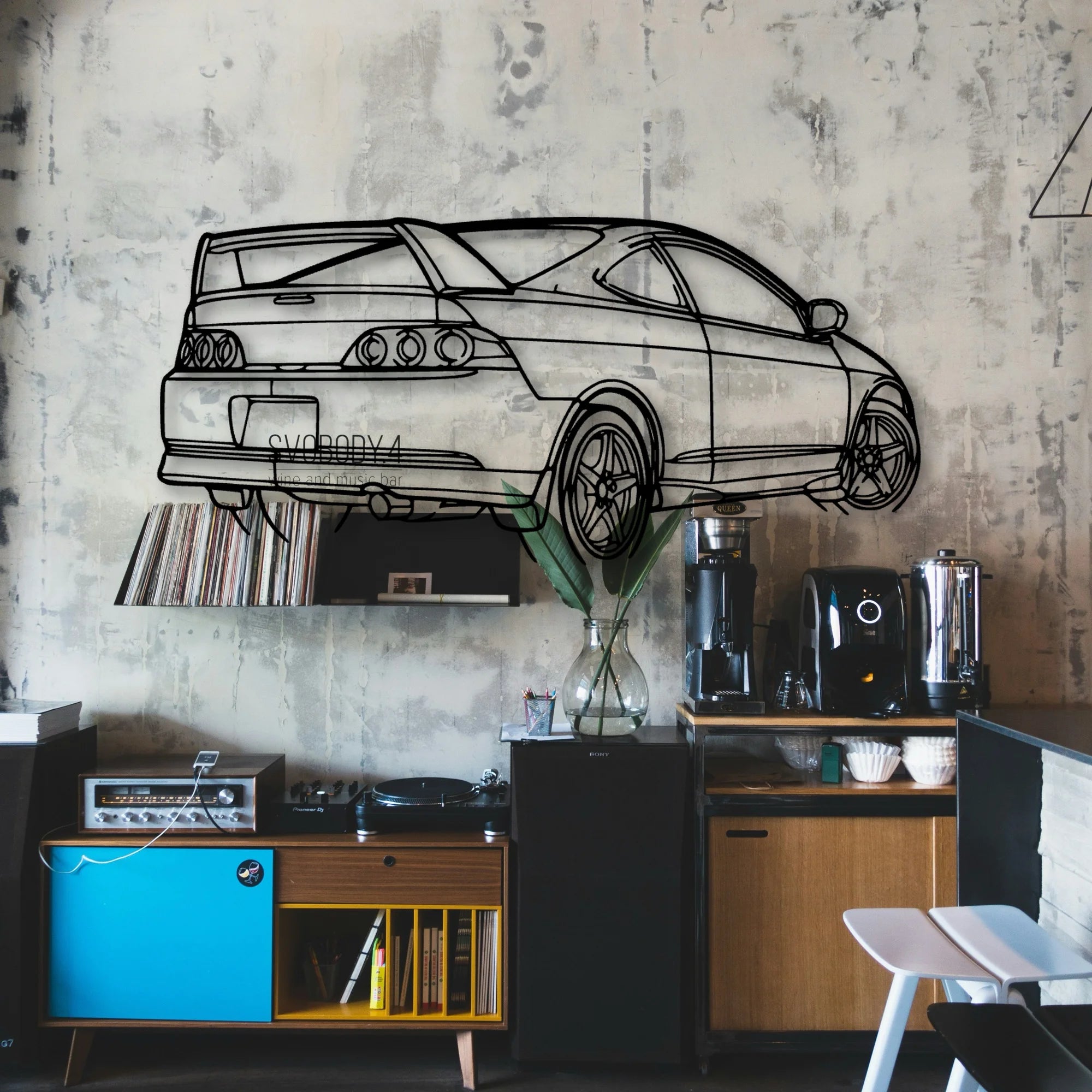 RSX Type S Angle Classic Silhouette Metal Wall Art - Automotive Garage Decor