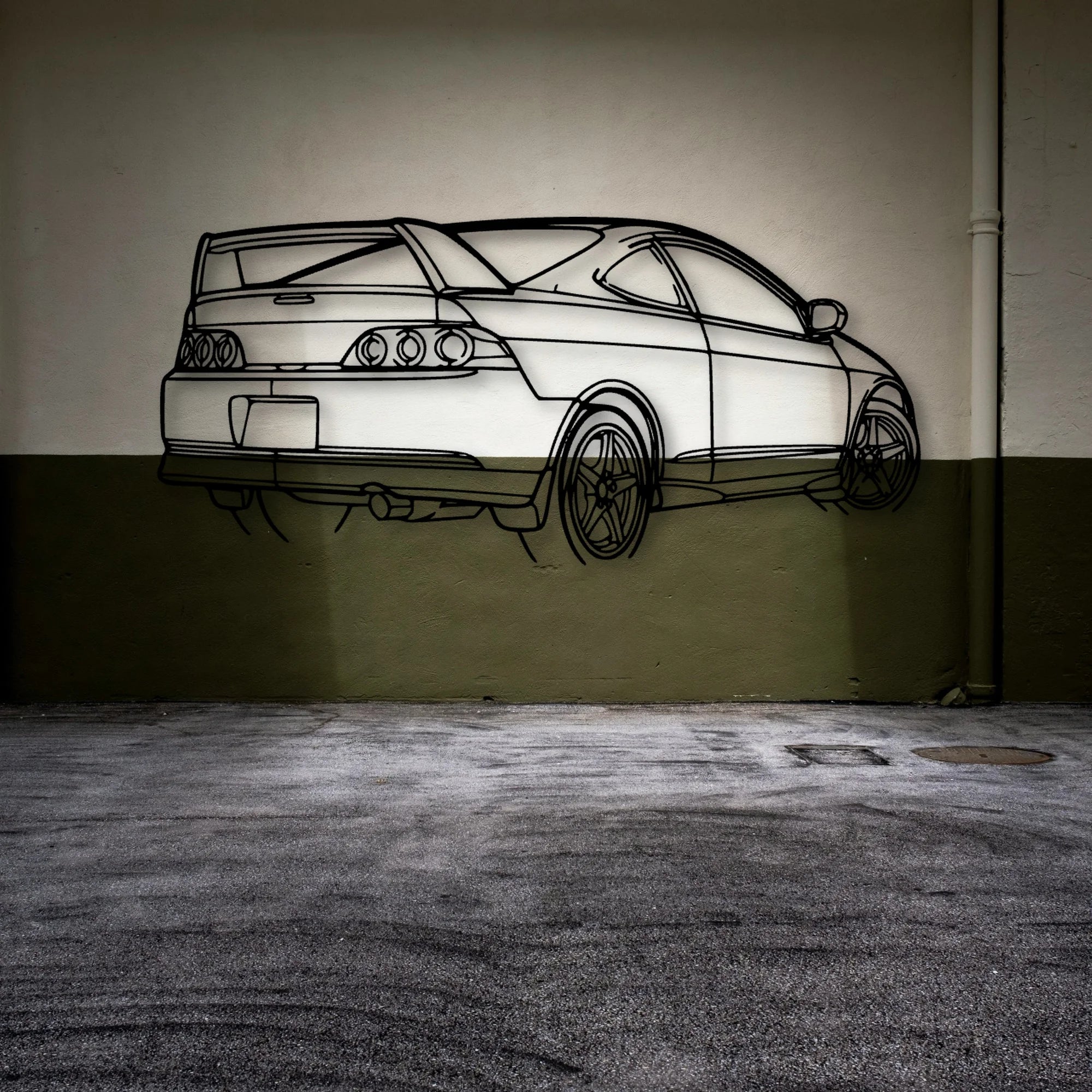 RSX Type S Angle Classic Silhouette Metal Wall Art - Automotive Garage Decor