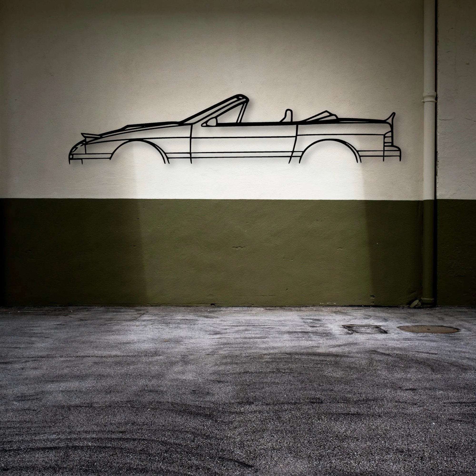 RX7 1986 Cabrio Classic Silhouette Metal Wall Art - Automotive Garage Decor