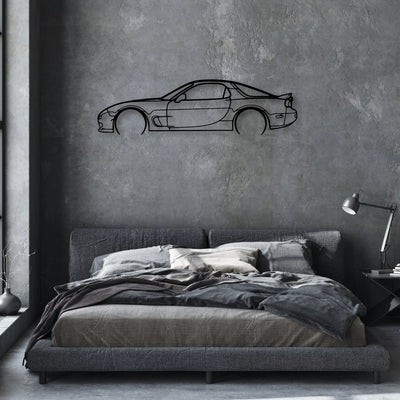 RX7 R1 2 Classic Silhouette Metal Wall Art - Automotive Garage Decor