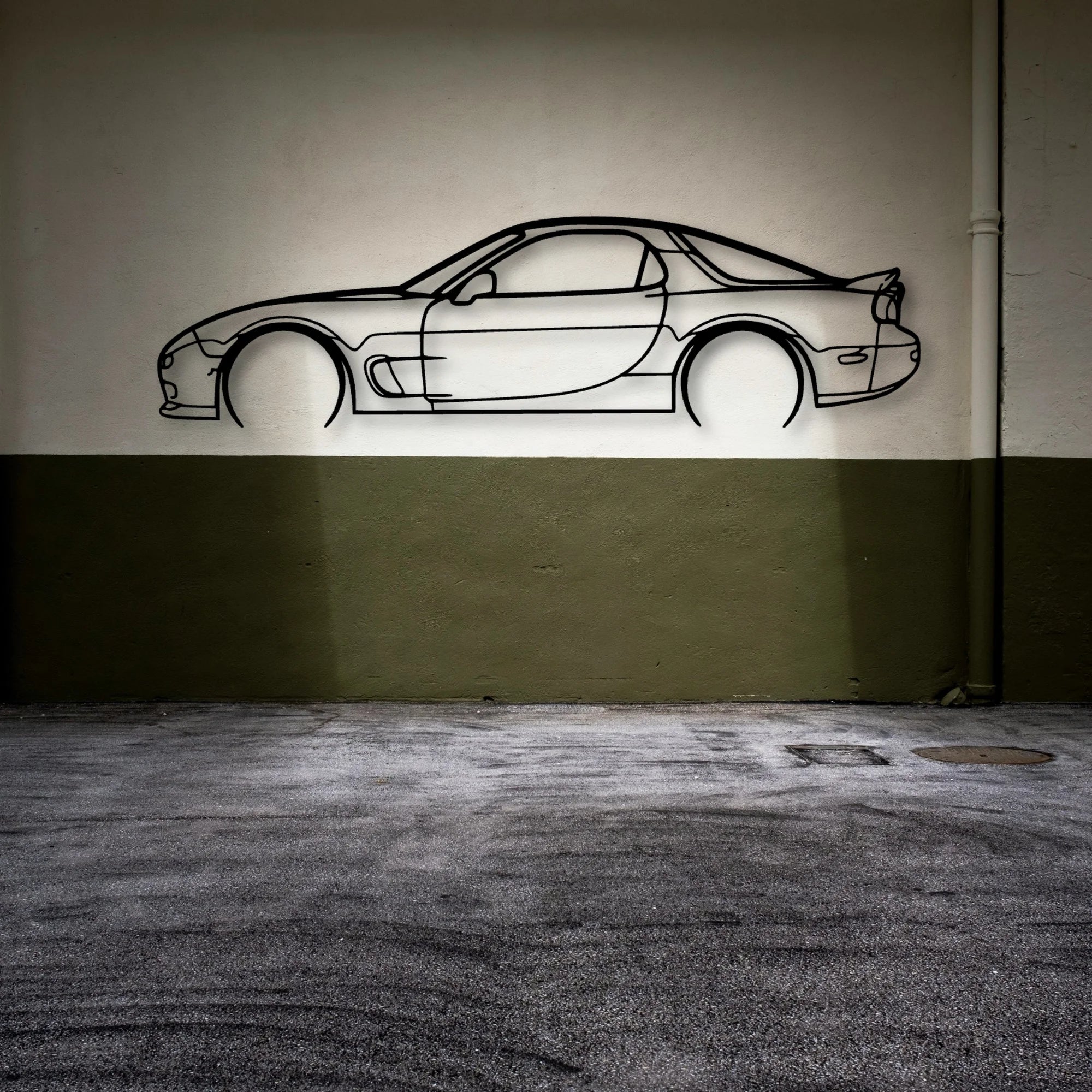 RX7 R1 2 Classic Silhouette Metal Wall Art - Automotive Garage Decor