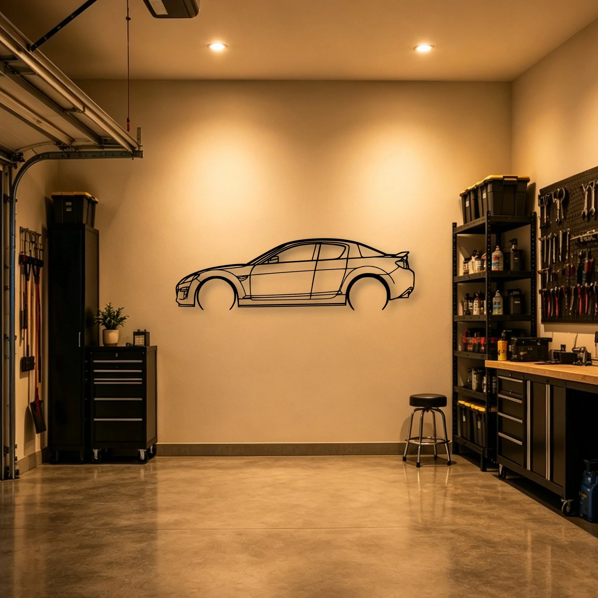 RX8 2 Classic Silhouette Metal Wall Art - Automotive Garage Decor