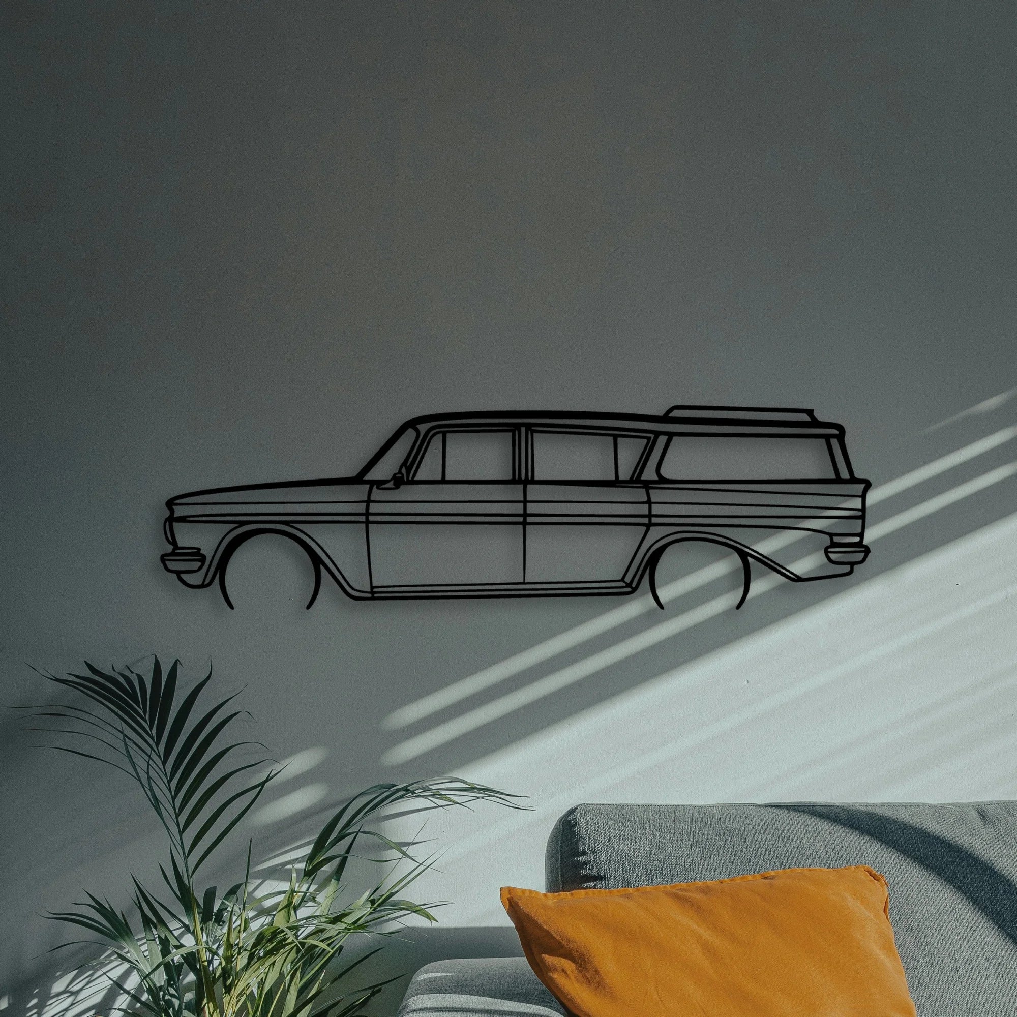 Rambler Wagon 1961 Classic Silhouette Metal Wall Art - Automotive Garage Decor
