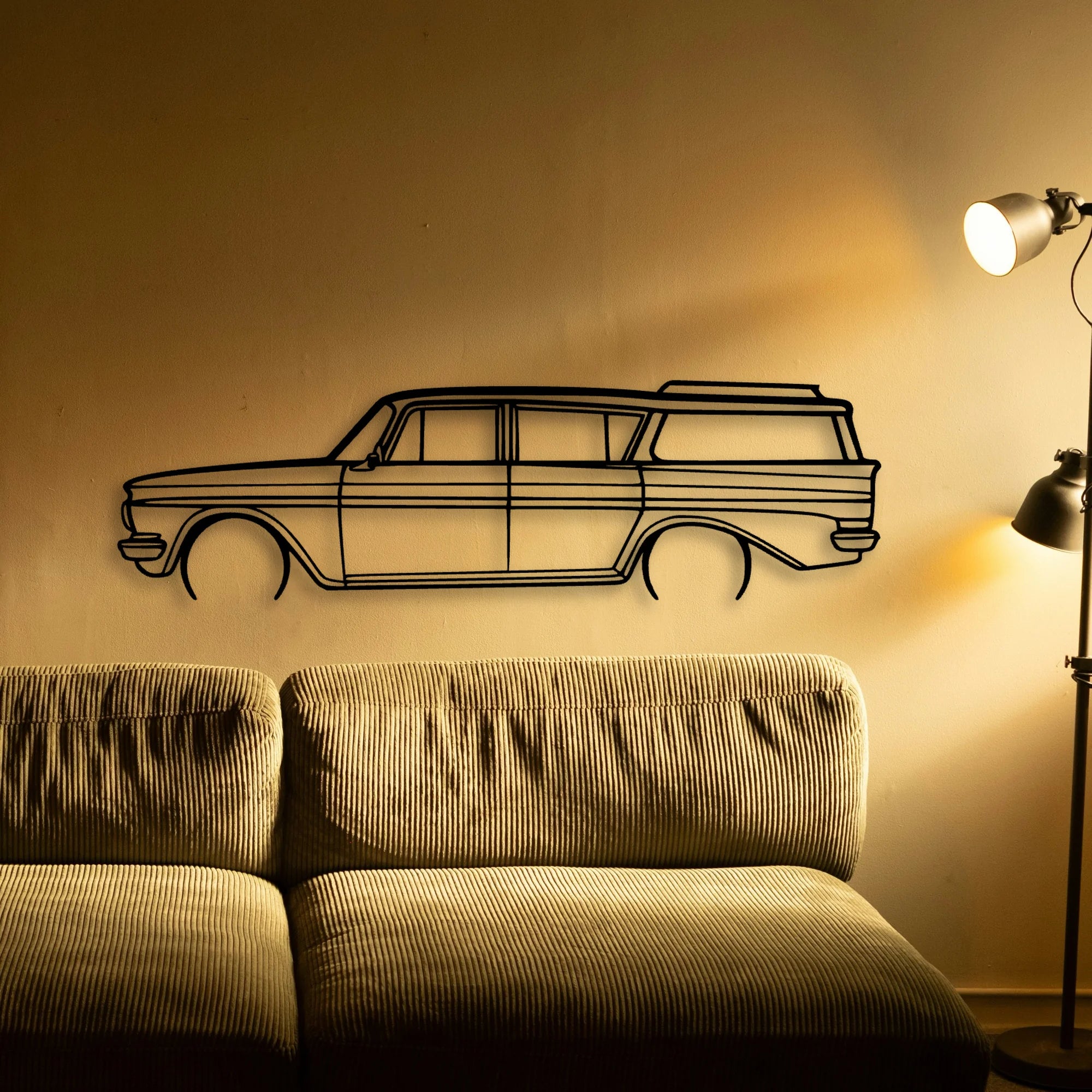 Rambler Wagon 1961 Classic Silhouette Metal Wall Art - Automotive Garage Decor