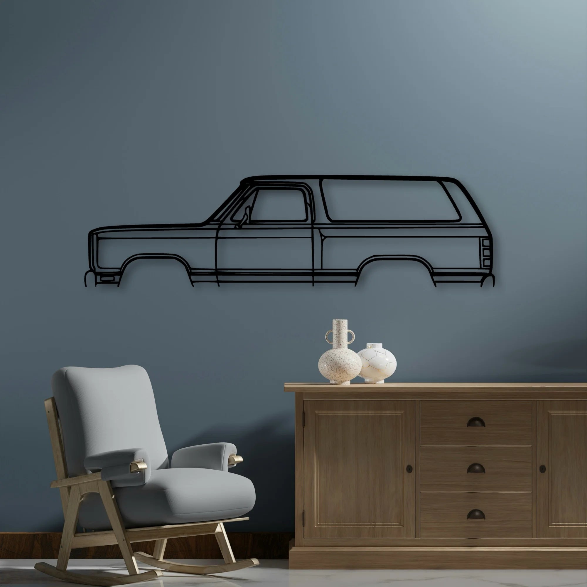 Ramcharger Prospector 1985 Classic Silhouette Metal Wall Art - Automotive Garage Decor