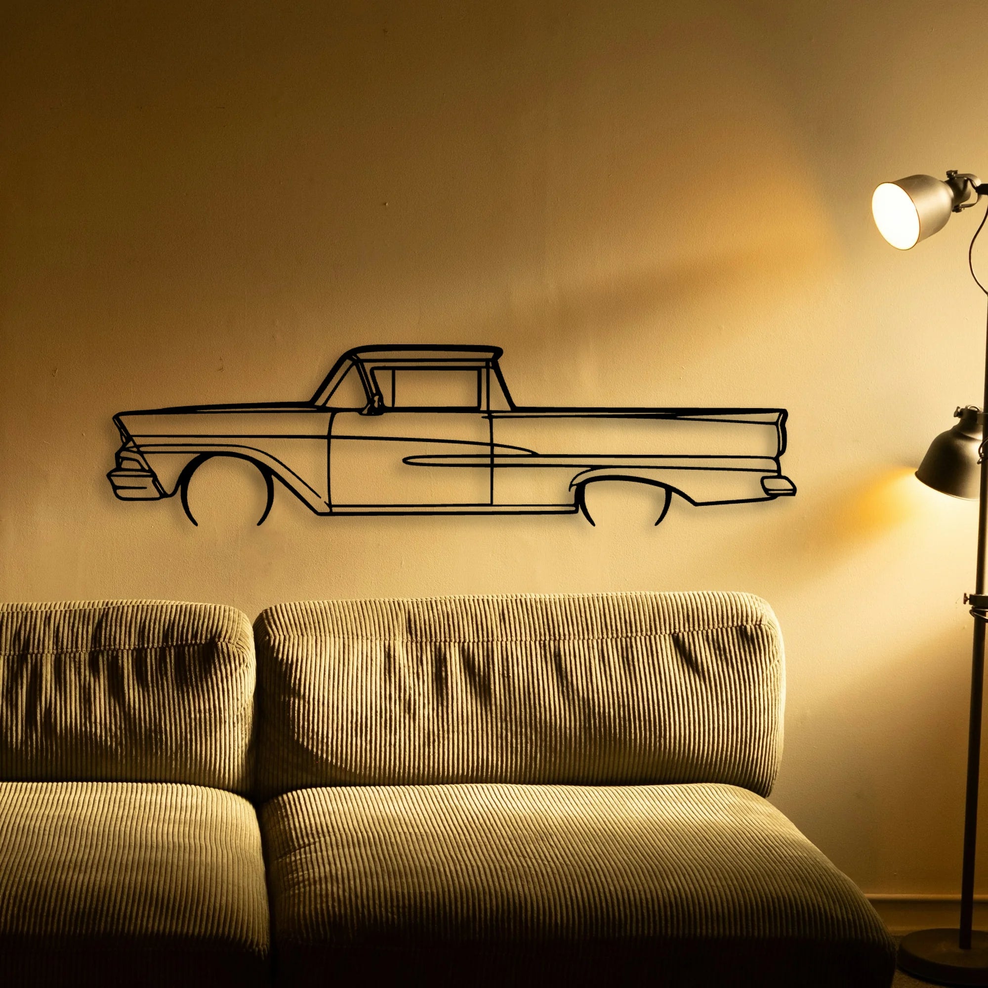 Ranchero 1958 Classic Silhouette Metal Wall Art - Automotive Garage Decor