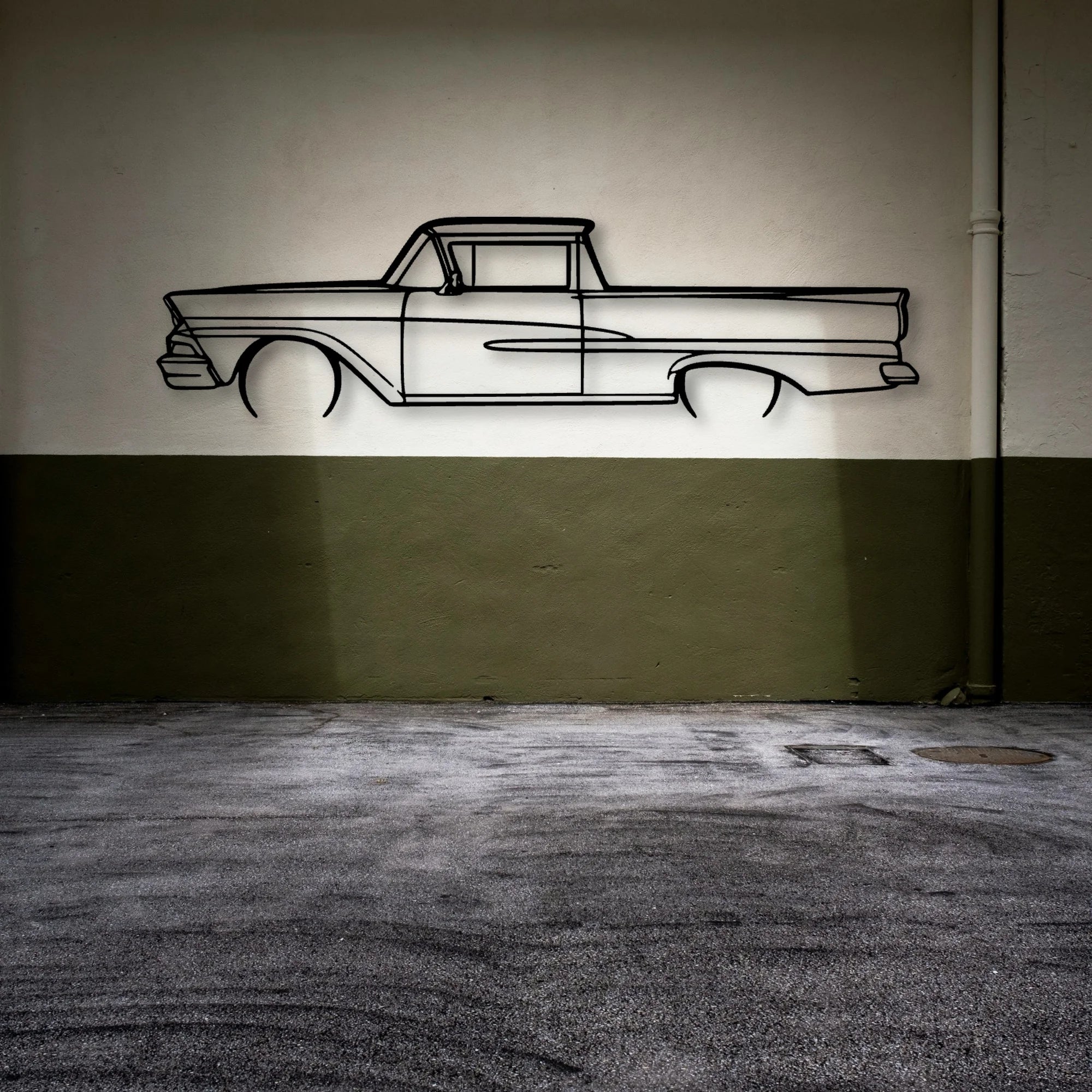 Ranchero 1958 Classic Silhouette Metal Wall Art - Automotive Garage Decor