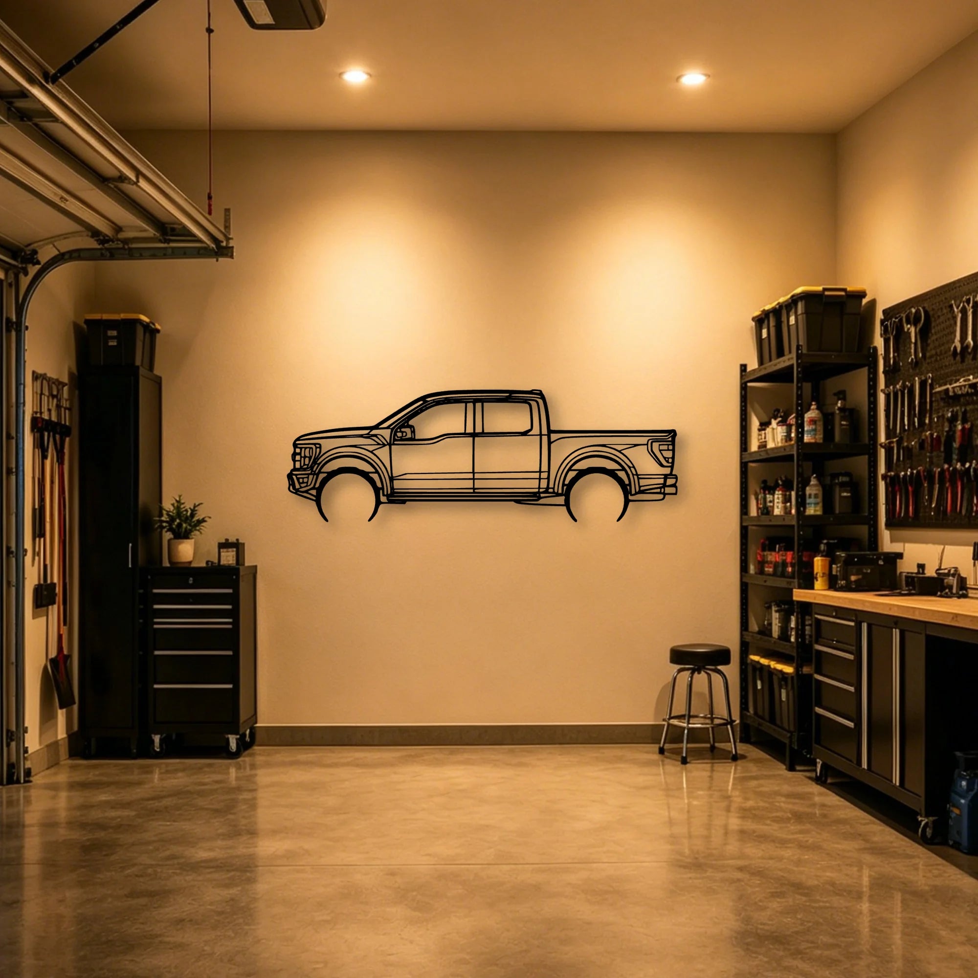 Raptor 2022 Classic Silhouette Metal Wall Art - Automotive Garage Decor