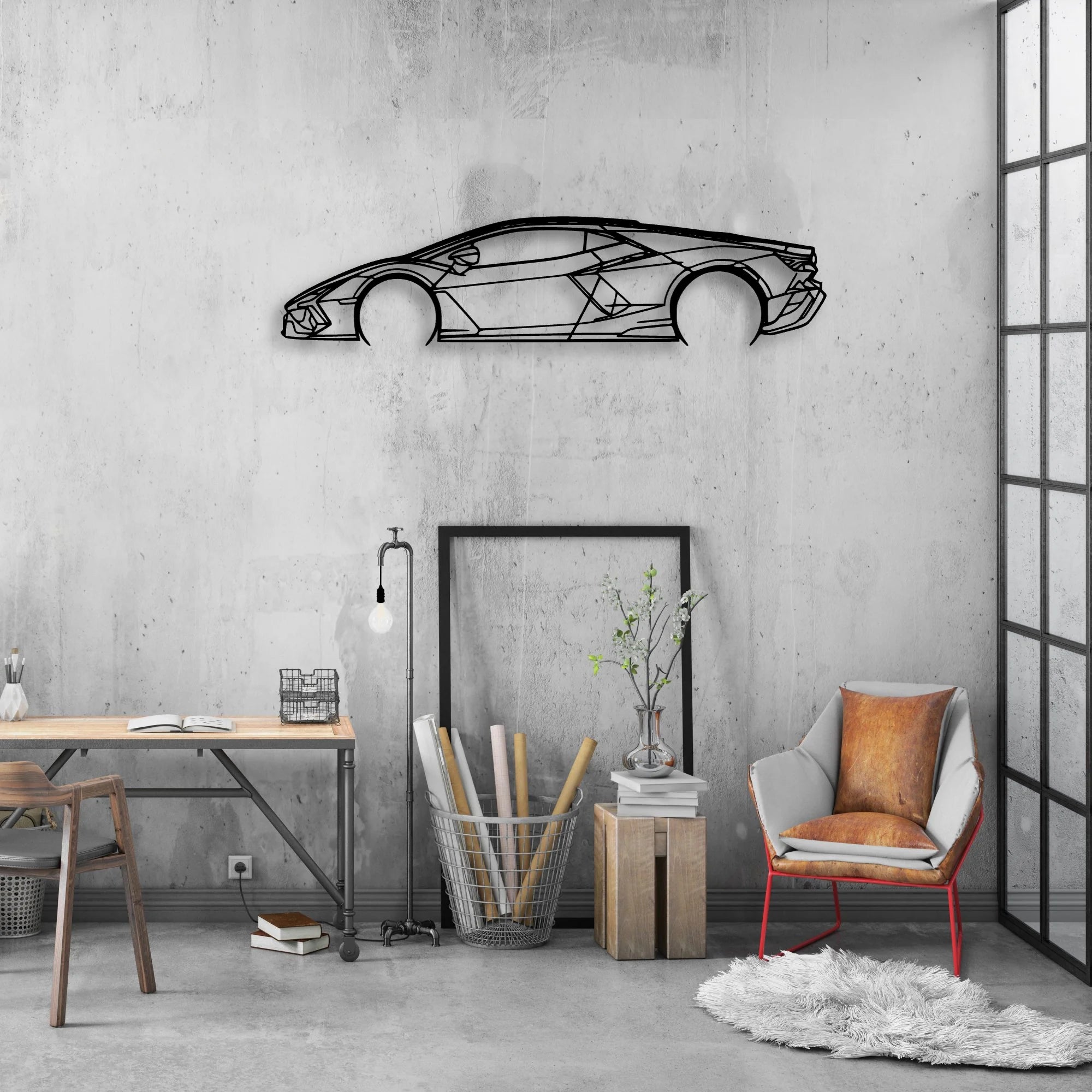 Revuelto Classic Silhouette Metal Wall Art - Automotive Garage Decor