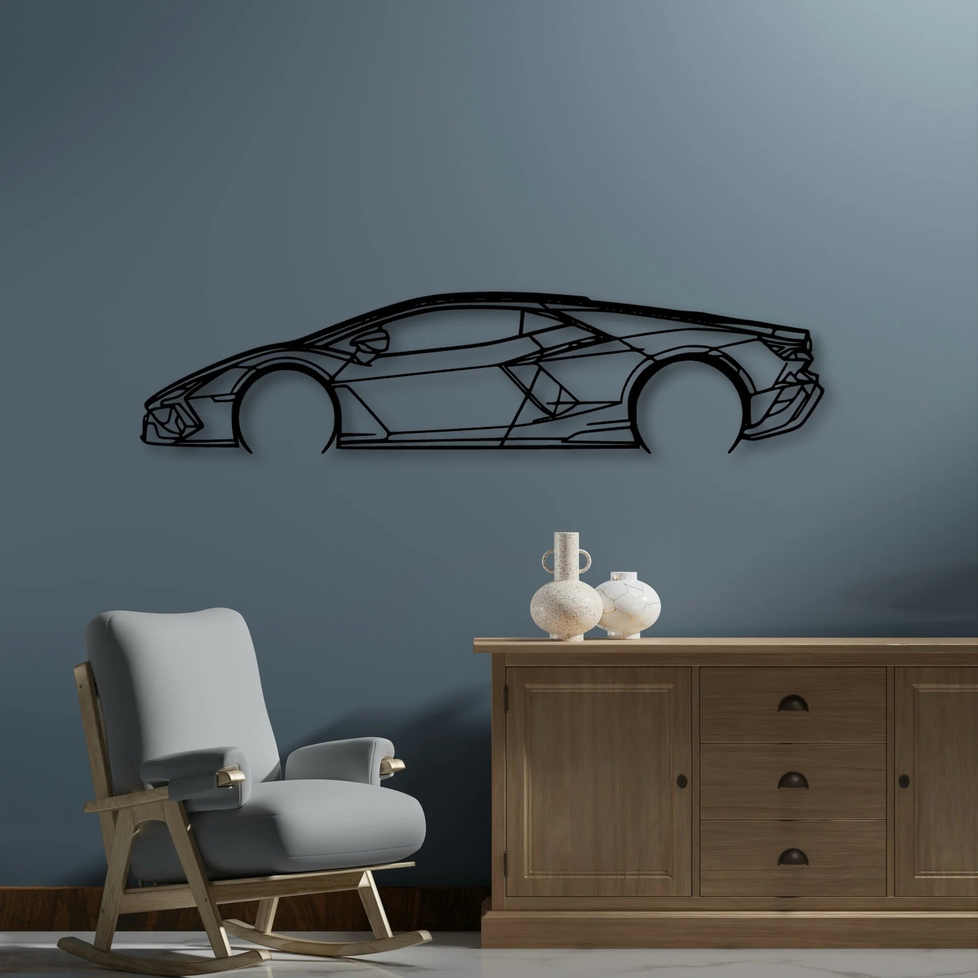 Revuelto Classic Silhouette Metal Wall Art - Automotive Garage Decor