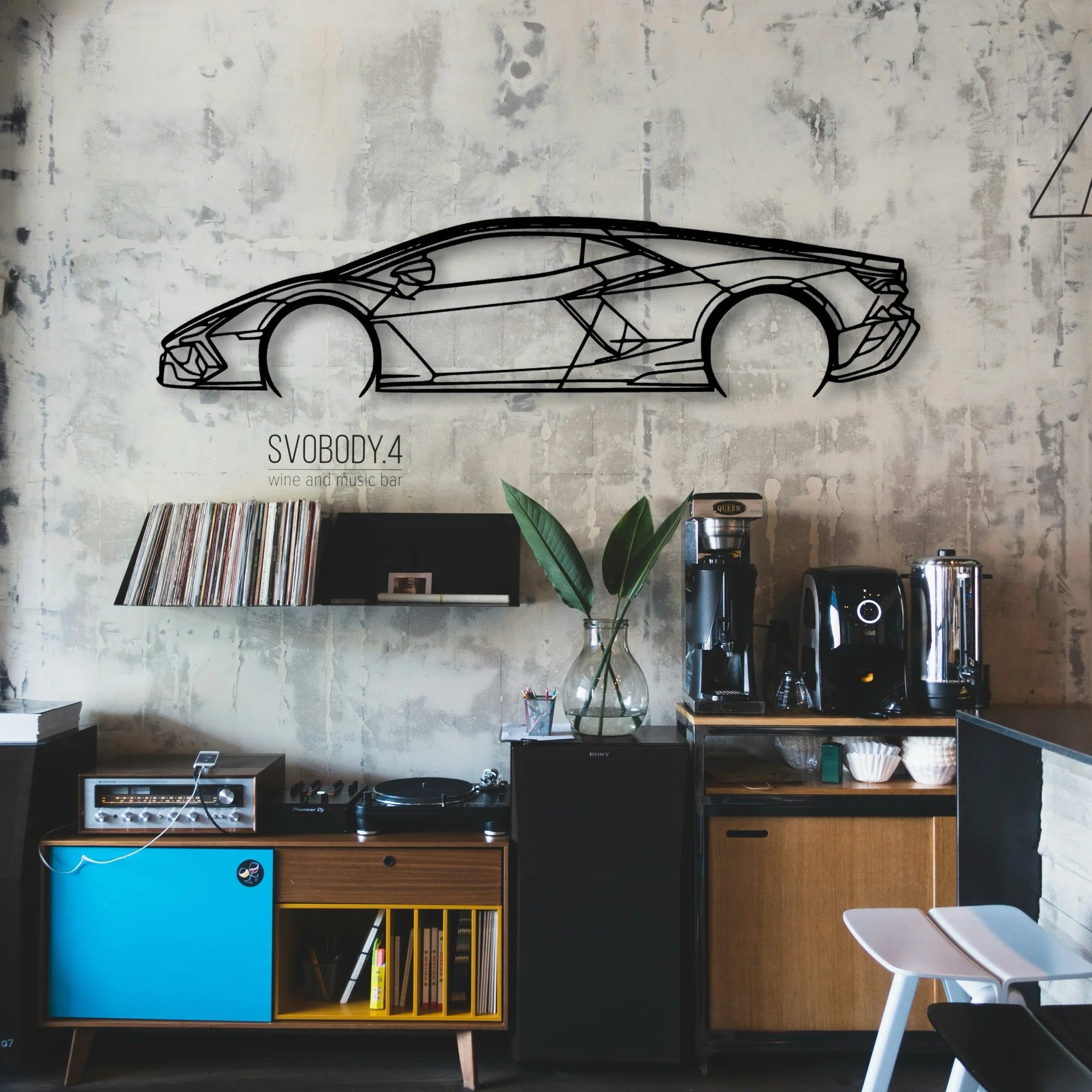 Revuelto Classic Silhouette Metal Wall Art - Automotive Garage Decor
