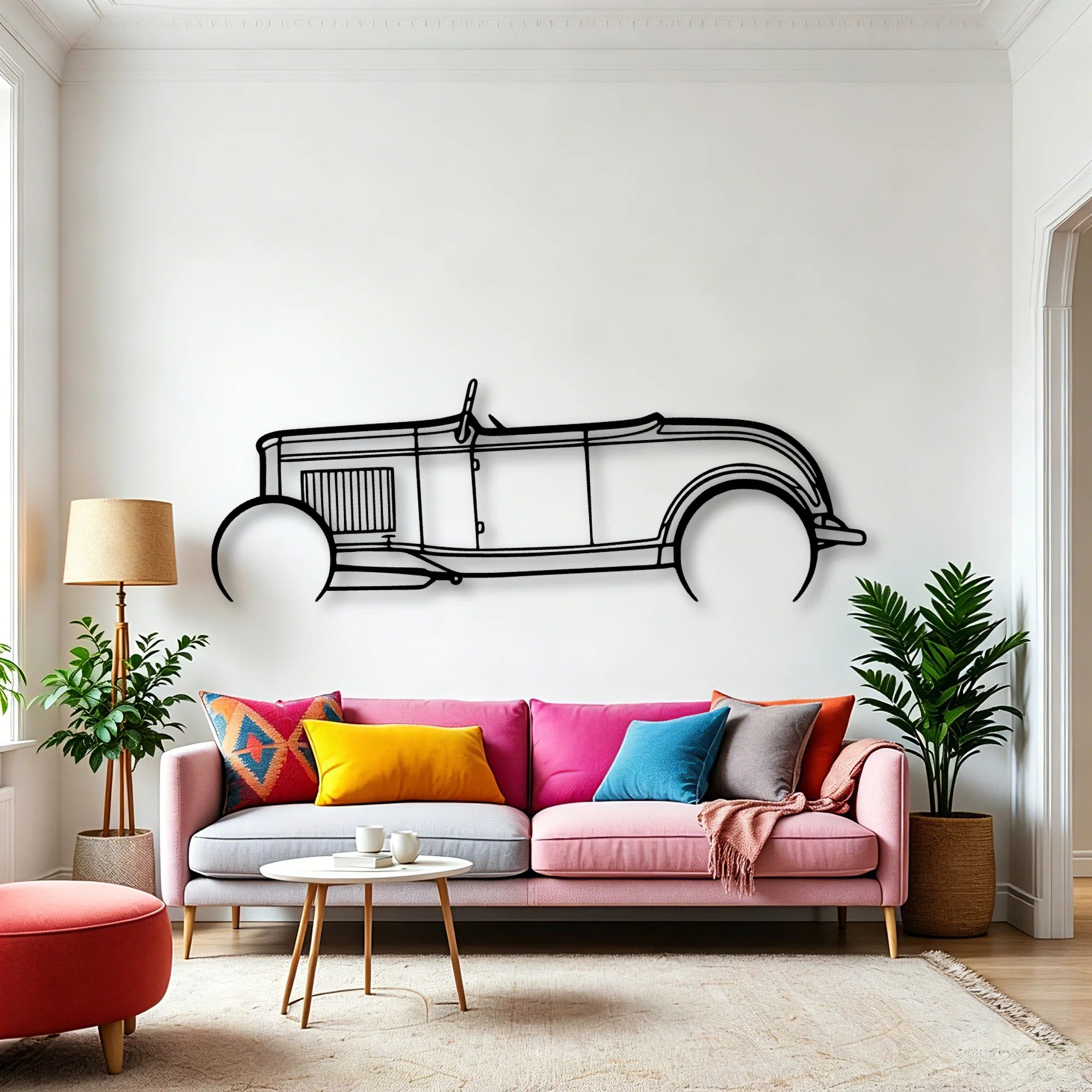 Roadster 1932 3 Classic Silhouette Metal Wall Art - Automotive Garage Decor