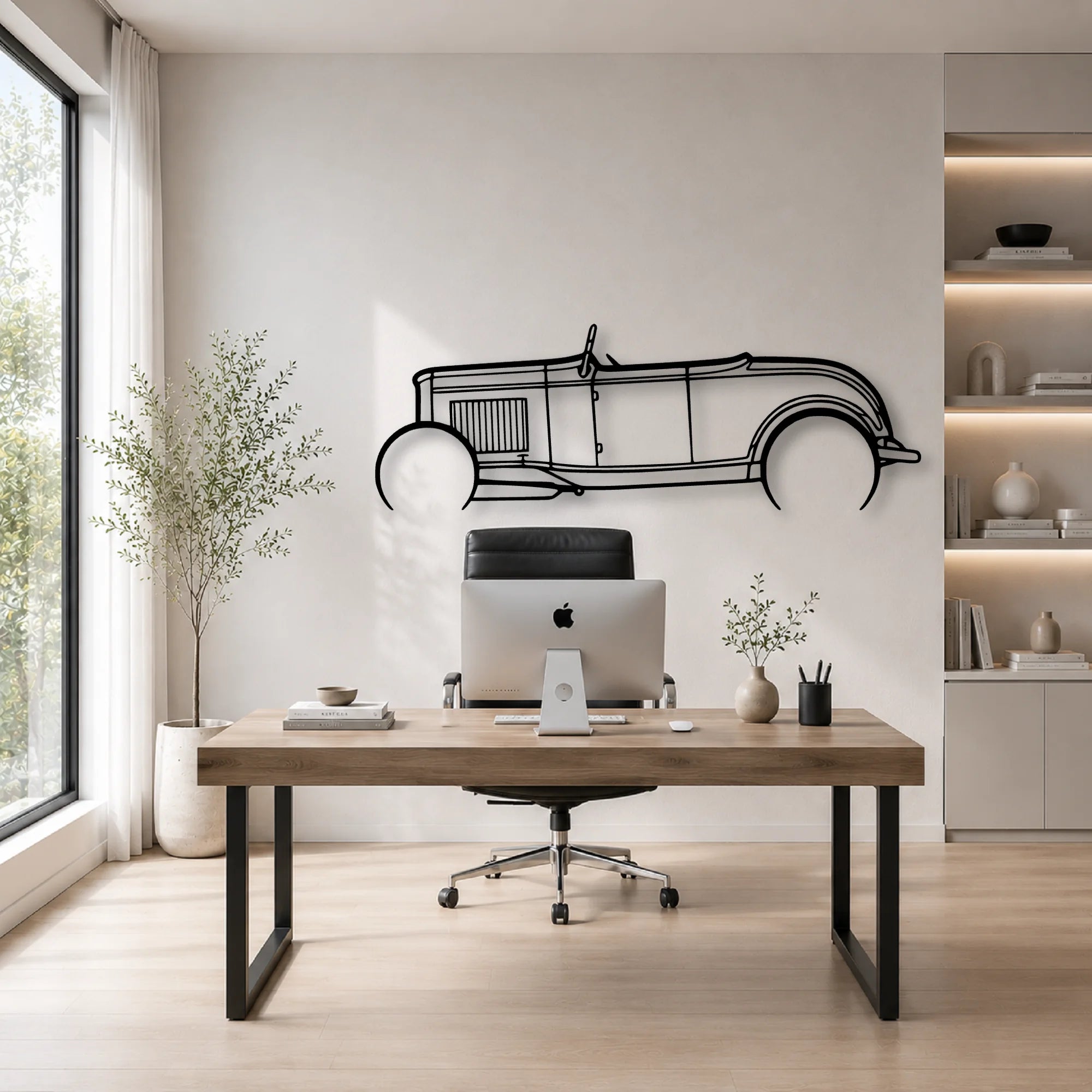 Roadster 1932 3 Classic Silhouette Metal Wall Art - Automotive Garage Decor